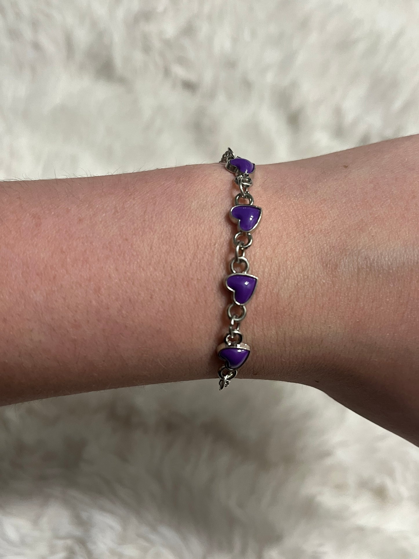 Amethyst Hearts Bracelet