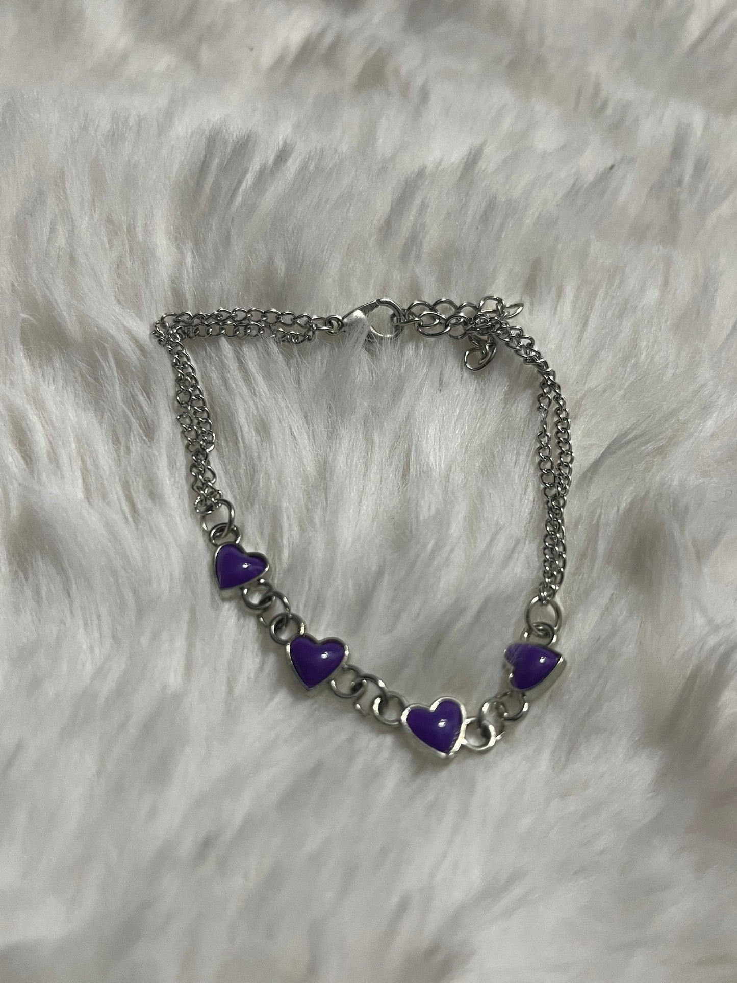 Amethyst Hearts Bracelet