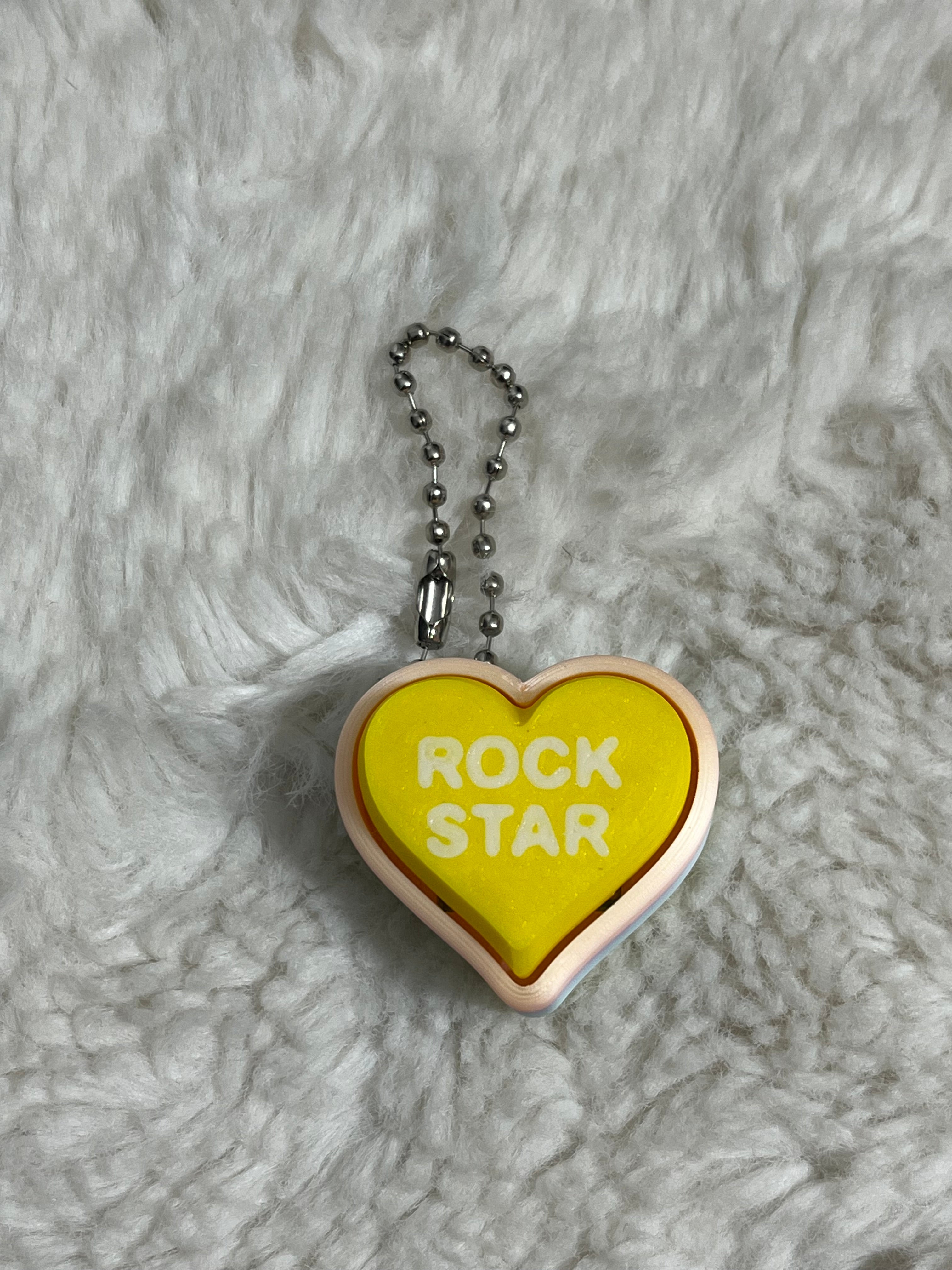 Yellow Conversation Heart Clickable Keychain