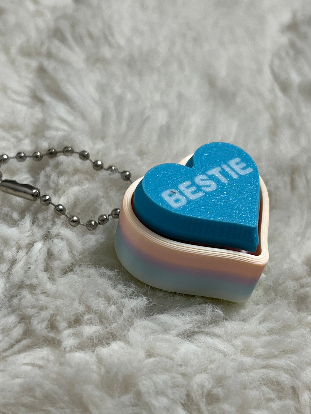 Blue Conversation Heart Clickable Keychain