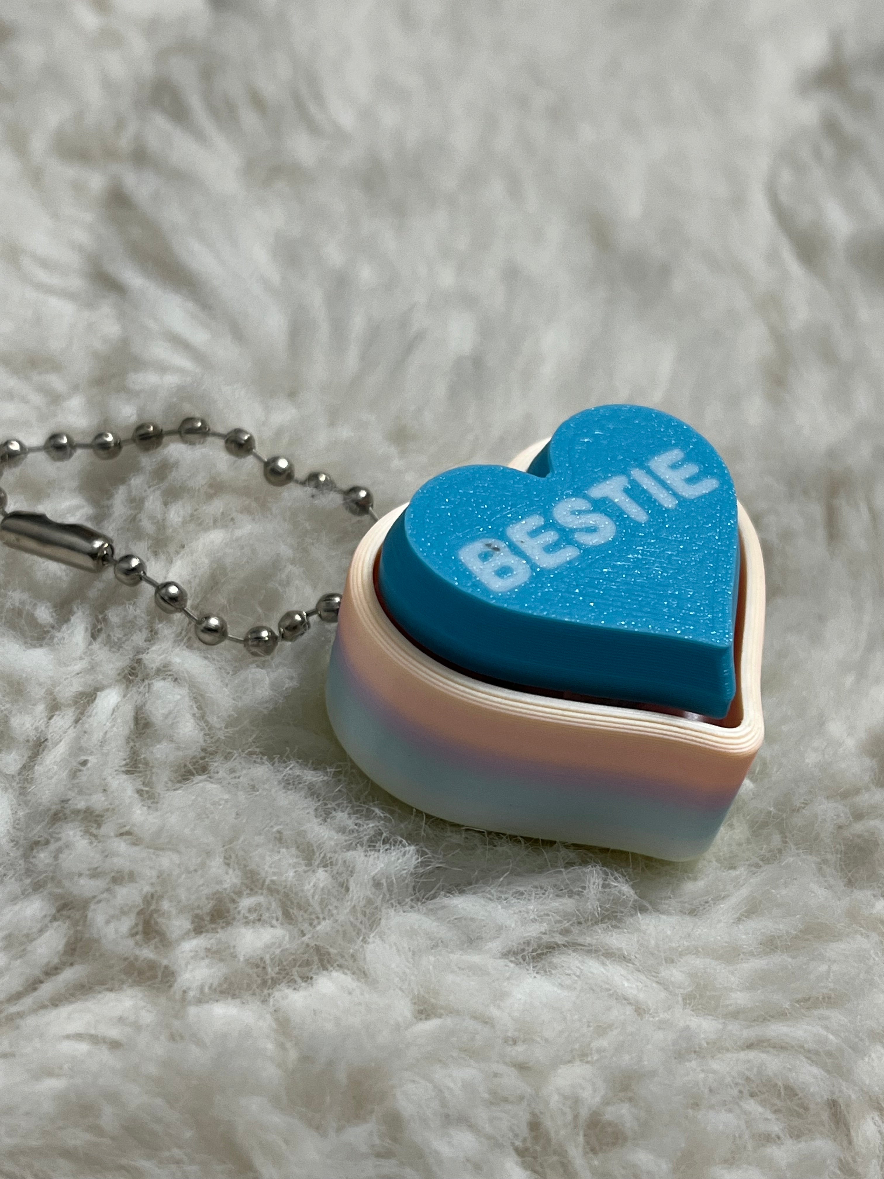 Blue Conversation Heart Clickable Keychain