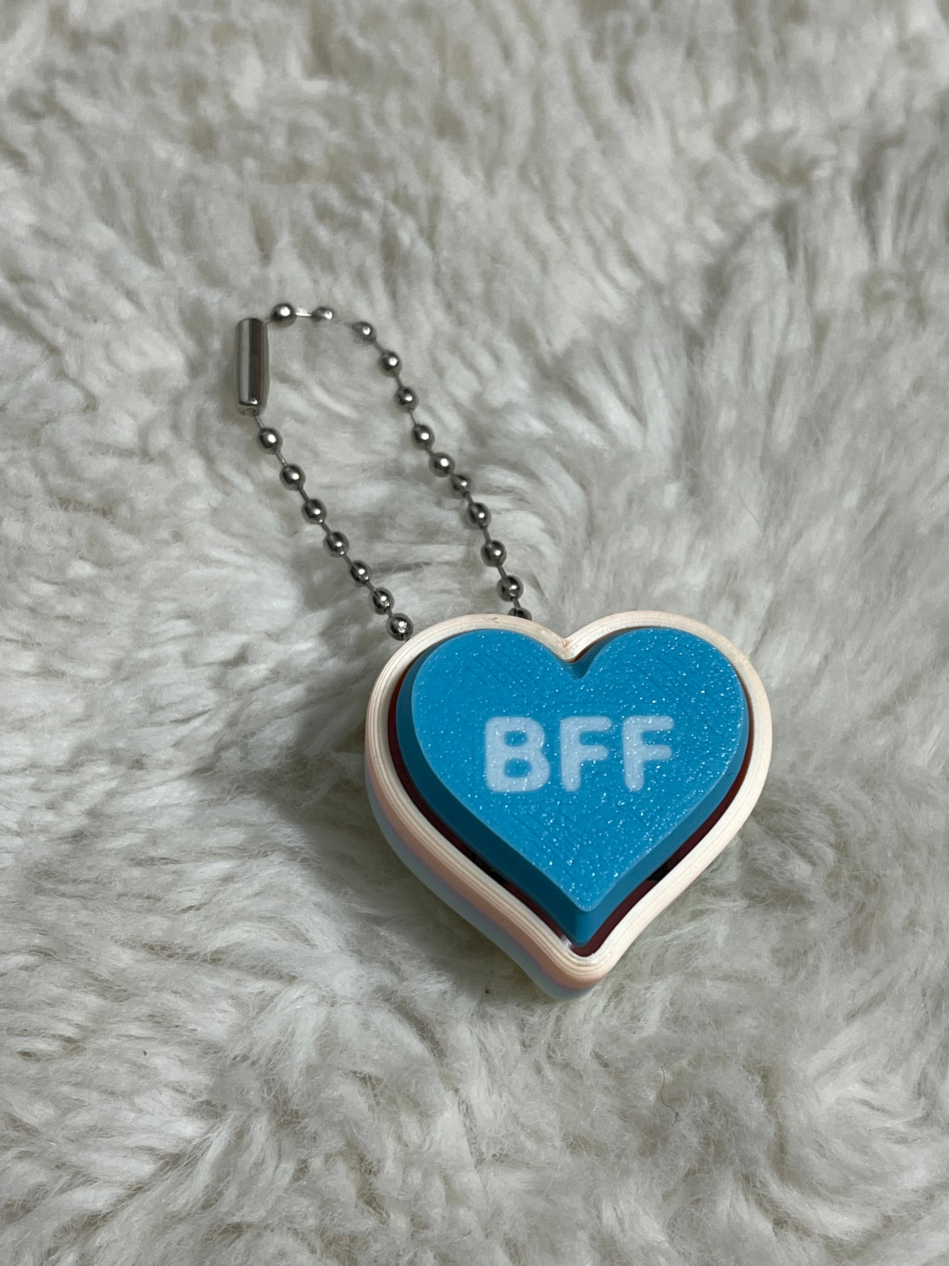 Blue Conversation Heart Clickable Keychain