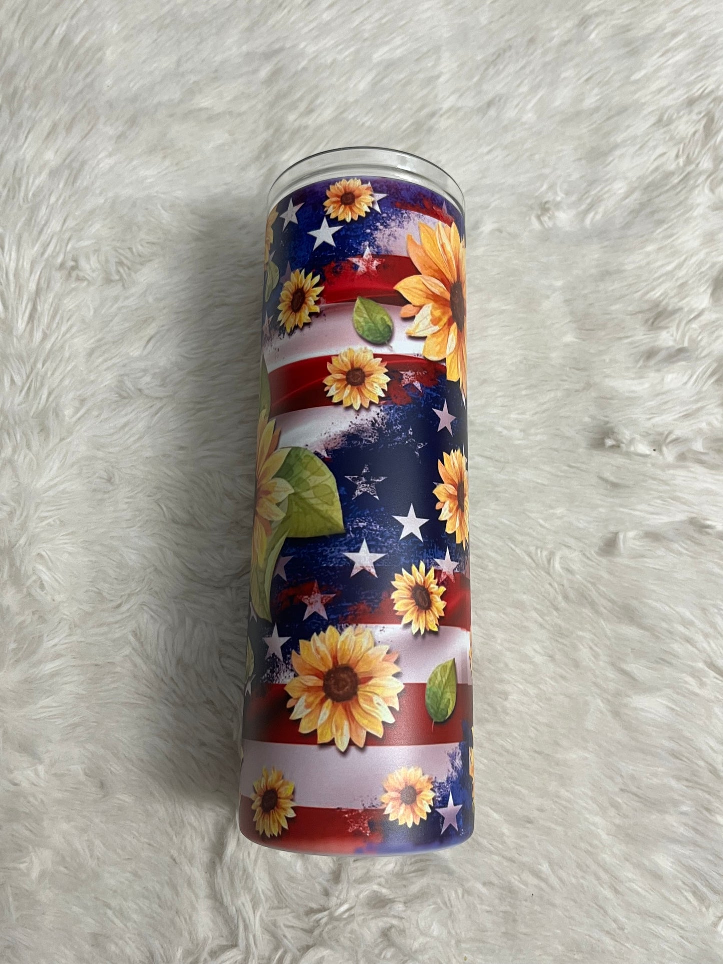 American Flag Sunflower Tumbler