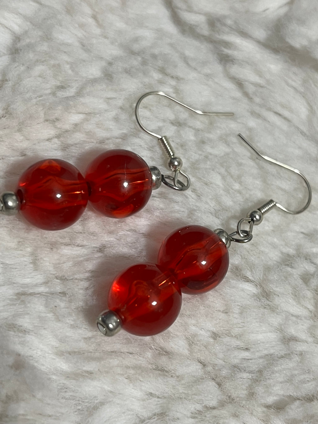 Cherry Glass Double Drop Earrings