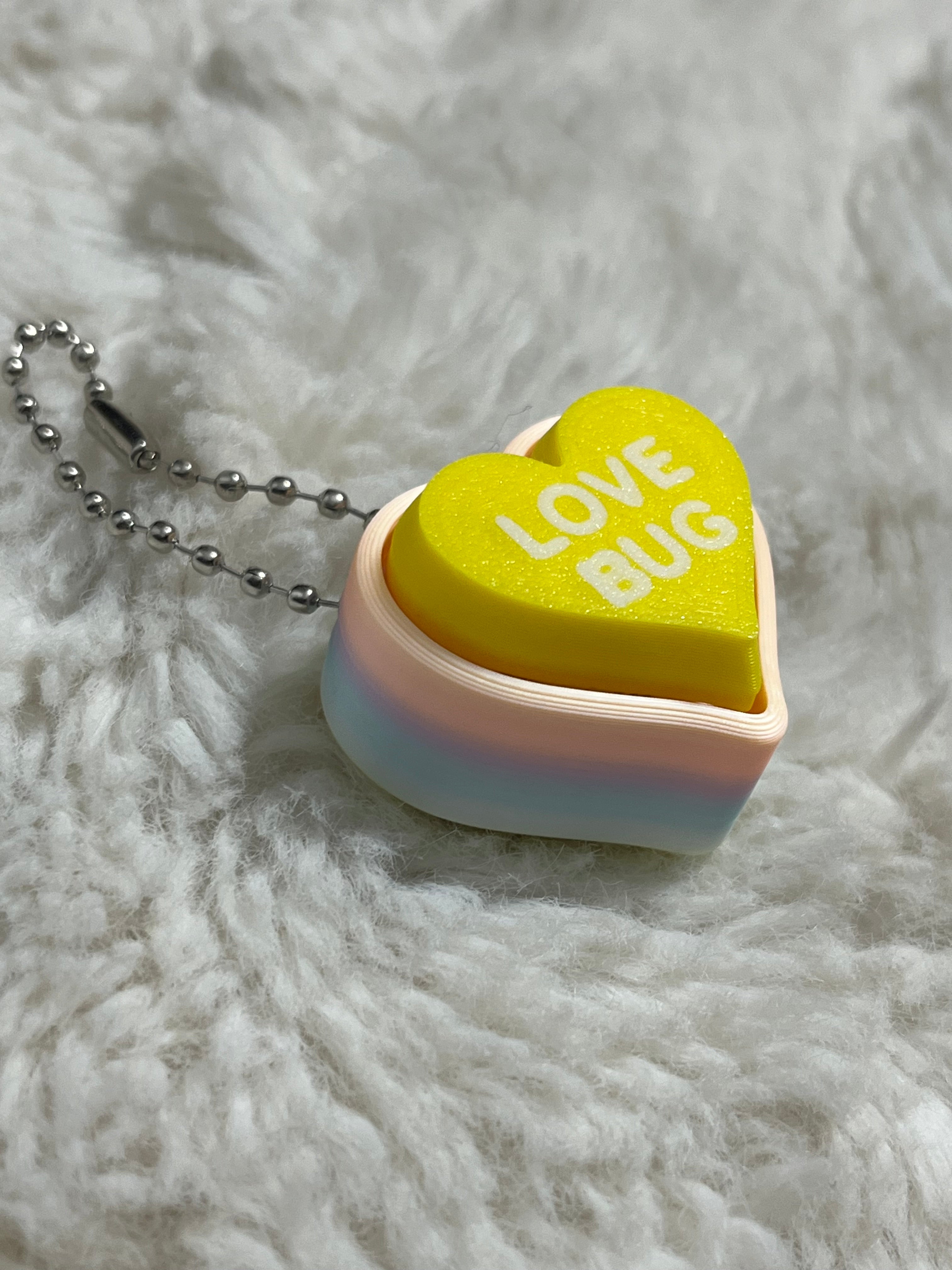Yellow Conversation Heart Clickable Keychain
