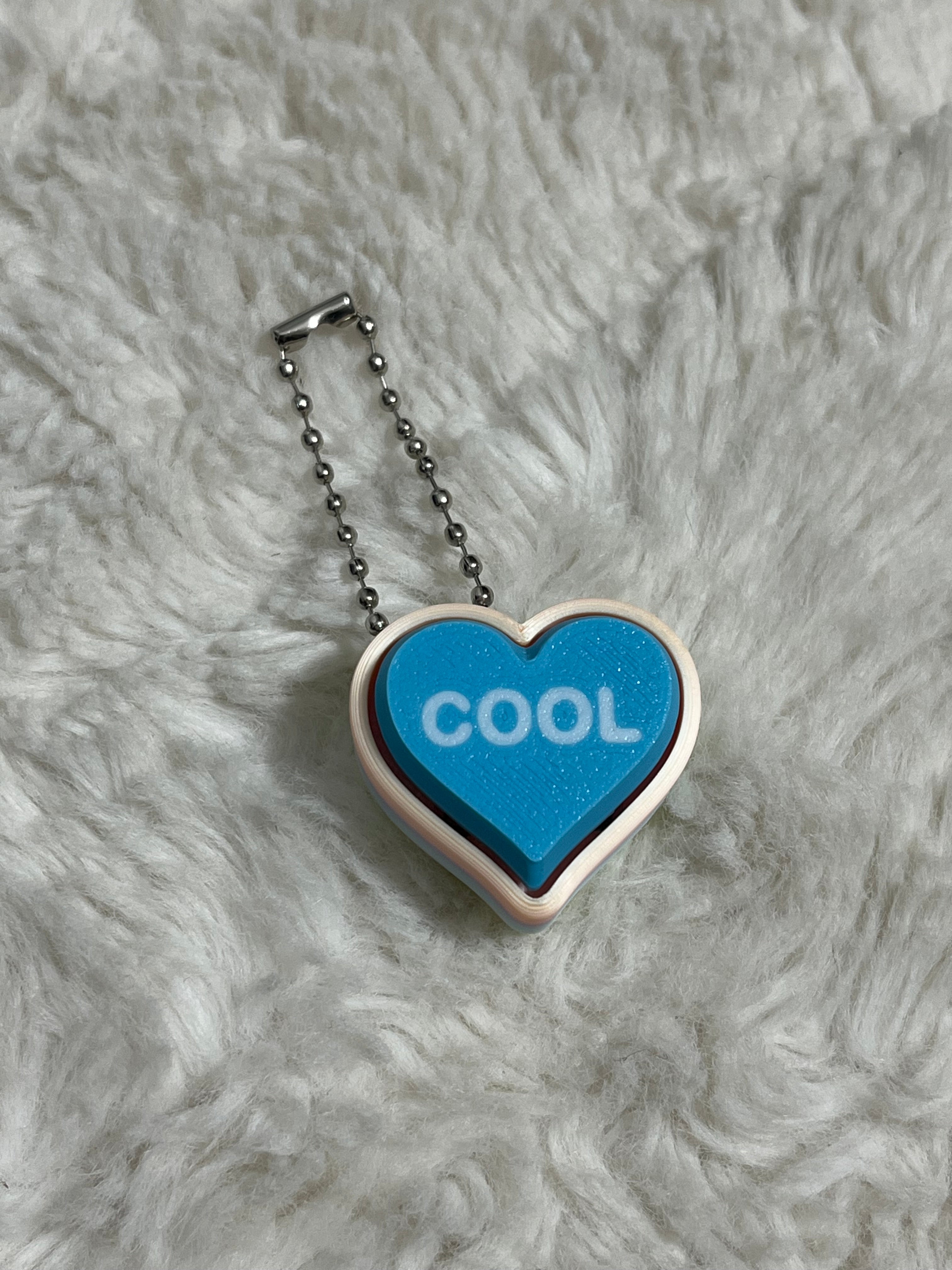 Blue Conversation Heart Clickable Keychain