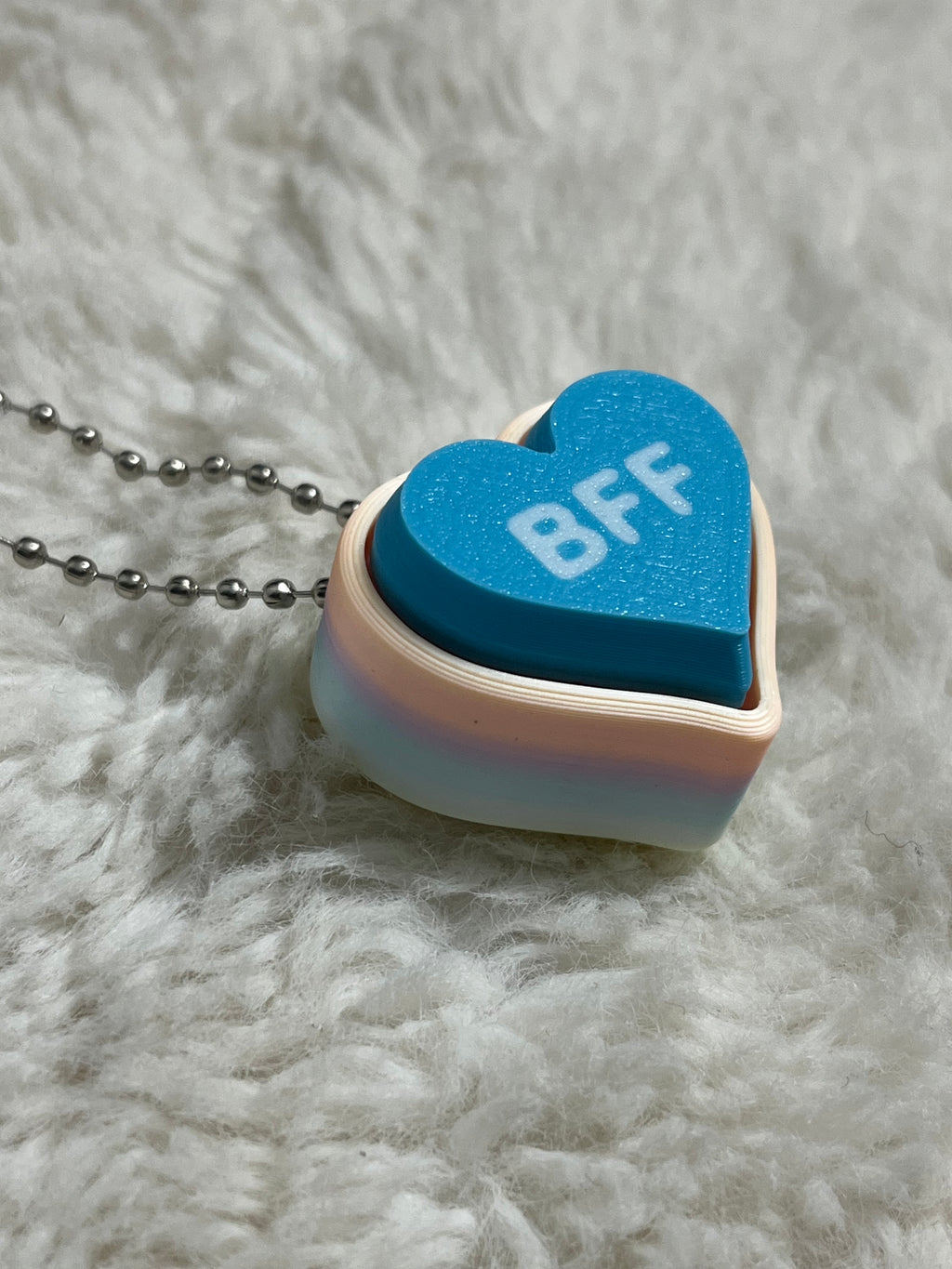 Blue Conversation Heart Clickable Keychain
