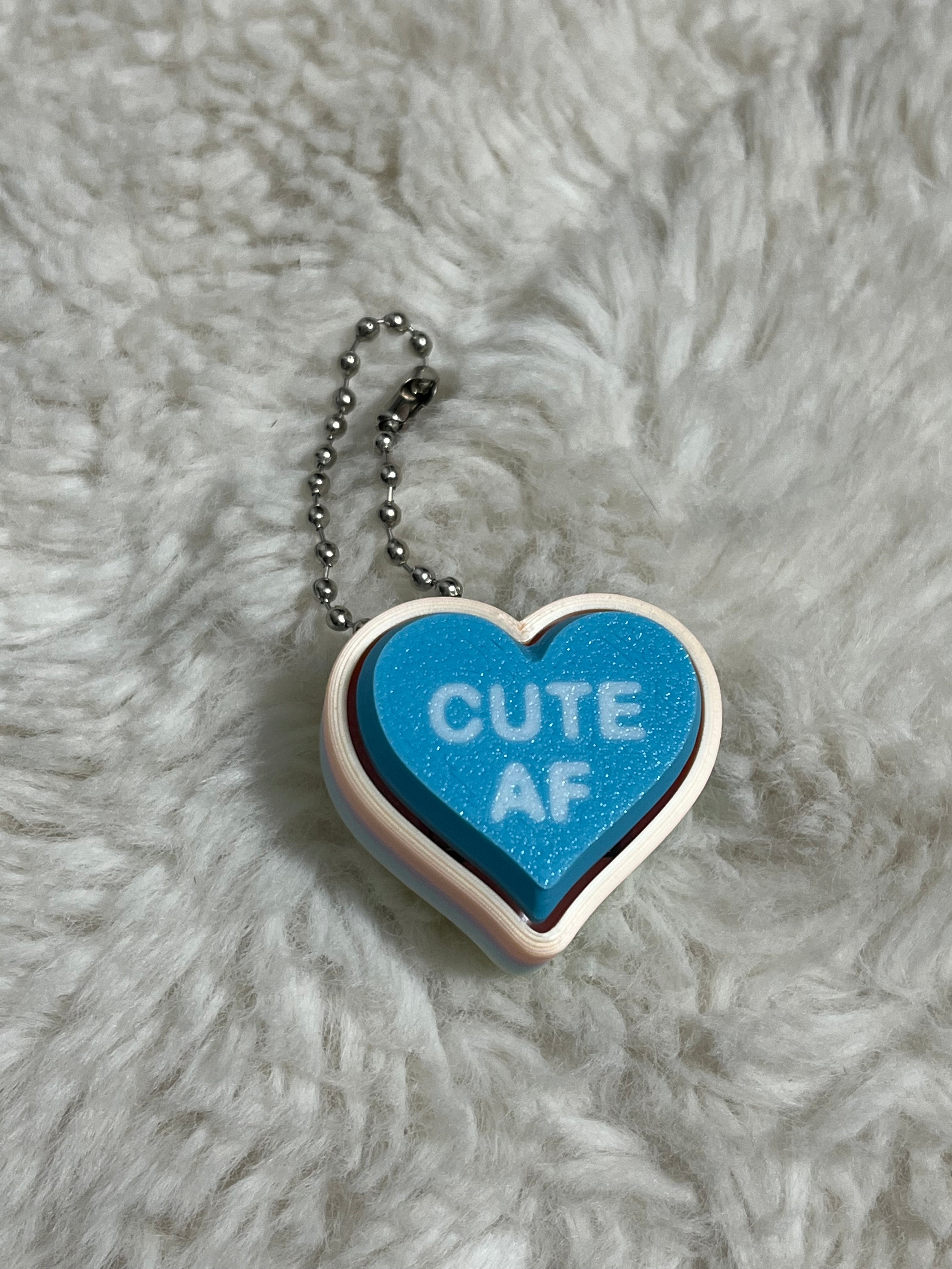 Blue Conversation Heart Clickable Keychain