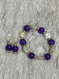 Amethyst Pearl Bracelet & Earring Set