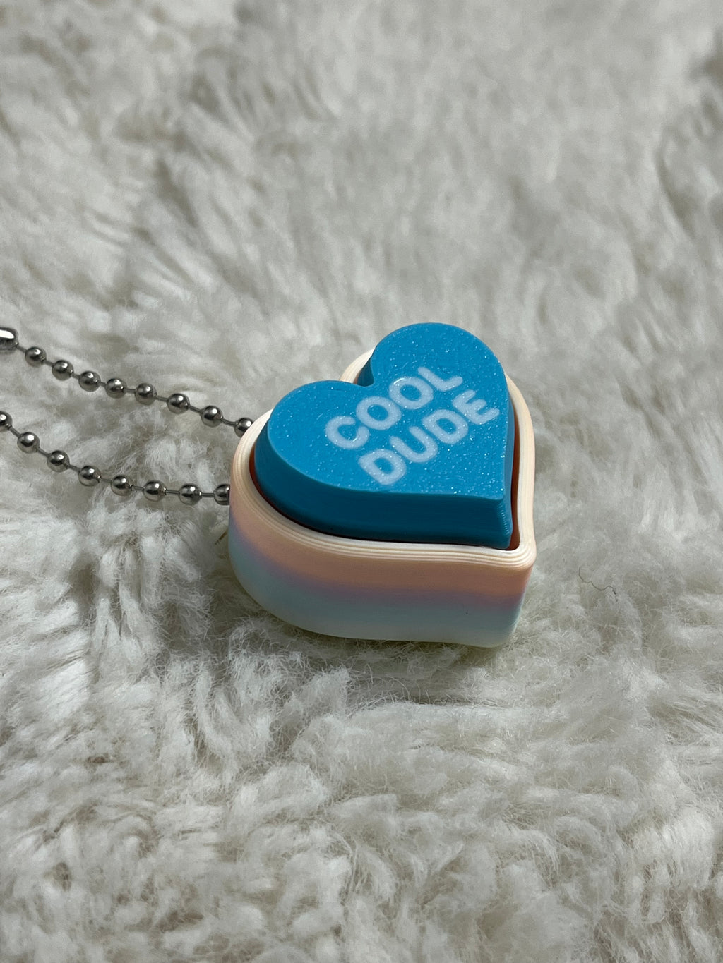 Blue Conversation Heart Clickable Keychain