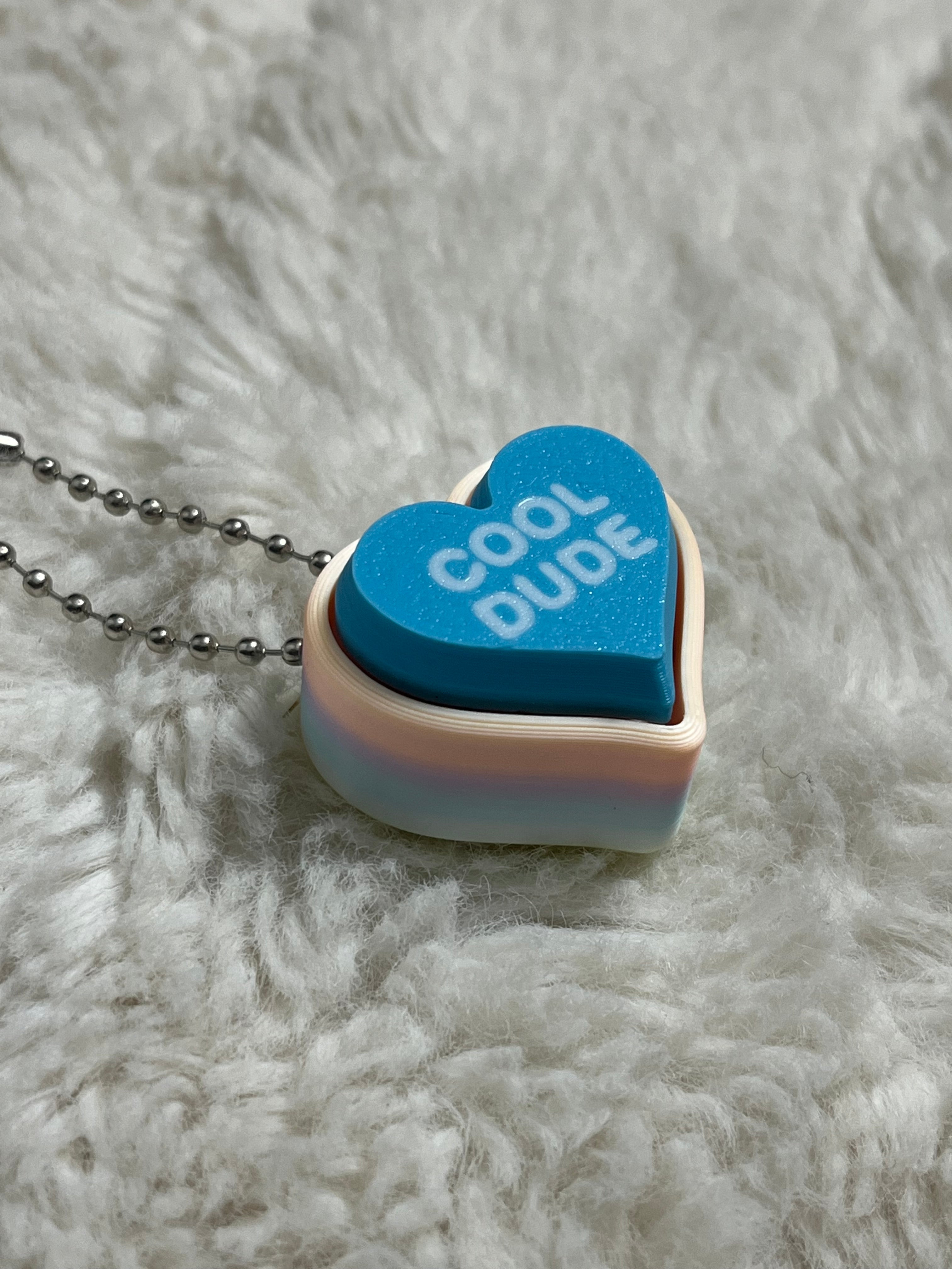 Blue Conversation Heart Clickable Keychain