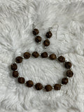 Carved Cocoa Bead Bracelet Set