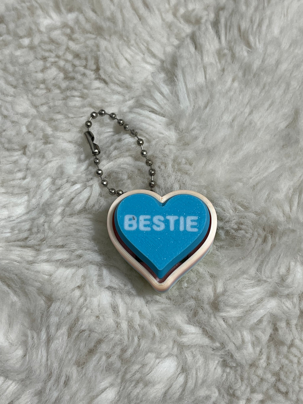 Blue Conversation Heart Clickable Keychain