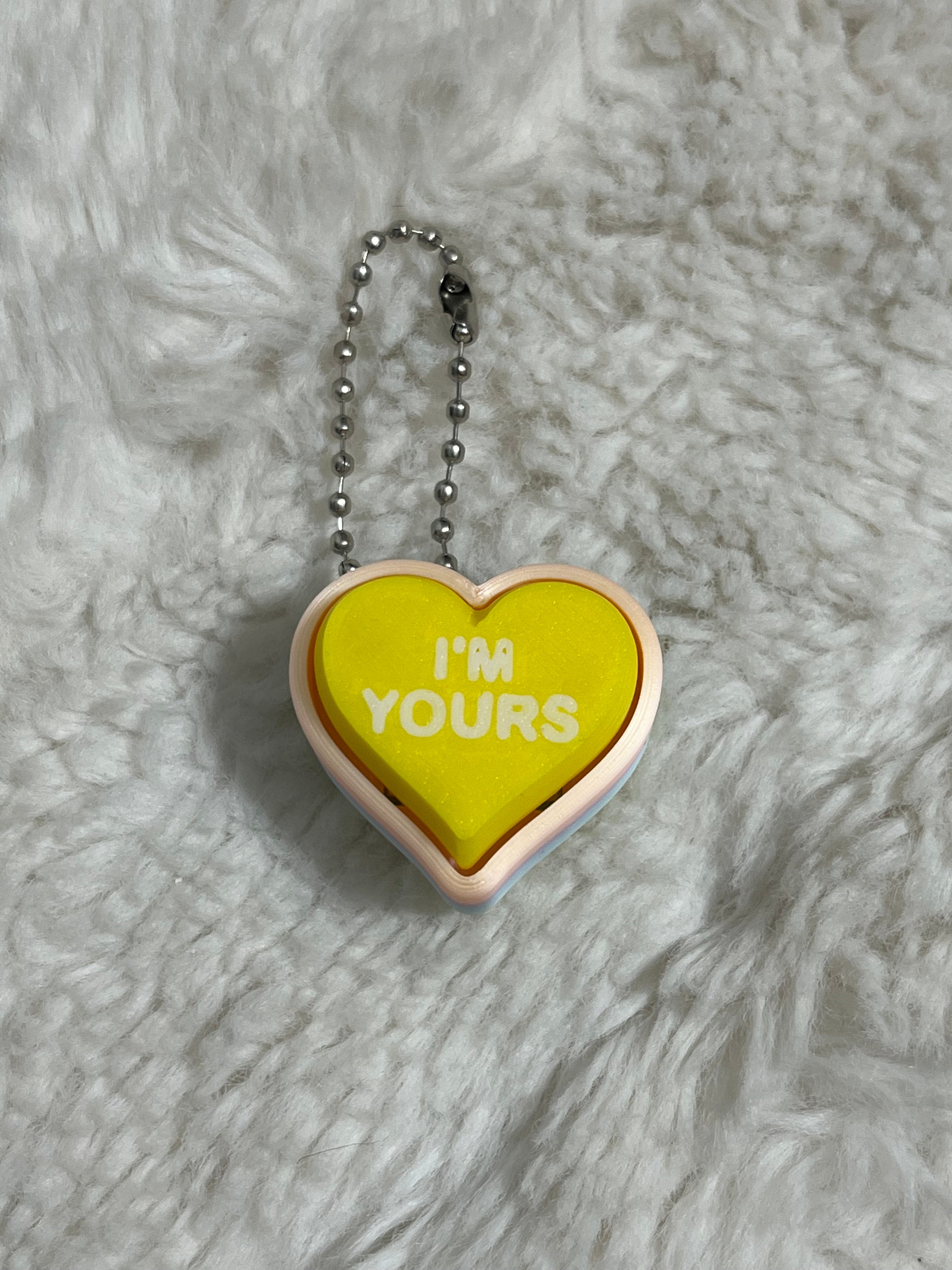 Yellow Conversation Heart Clickable Keychain