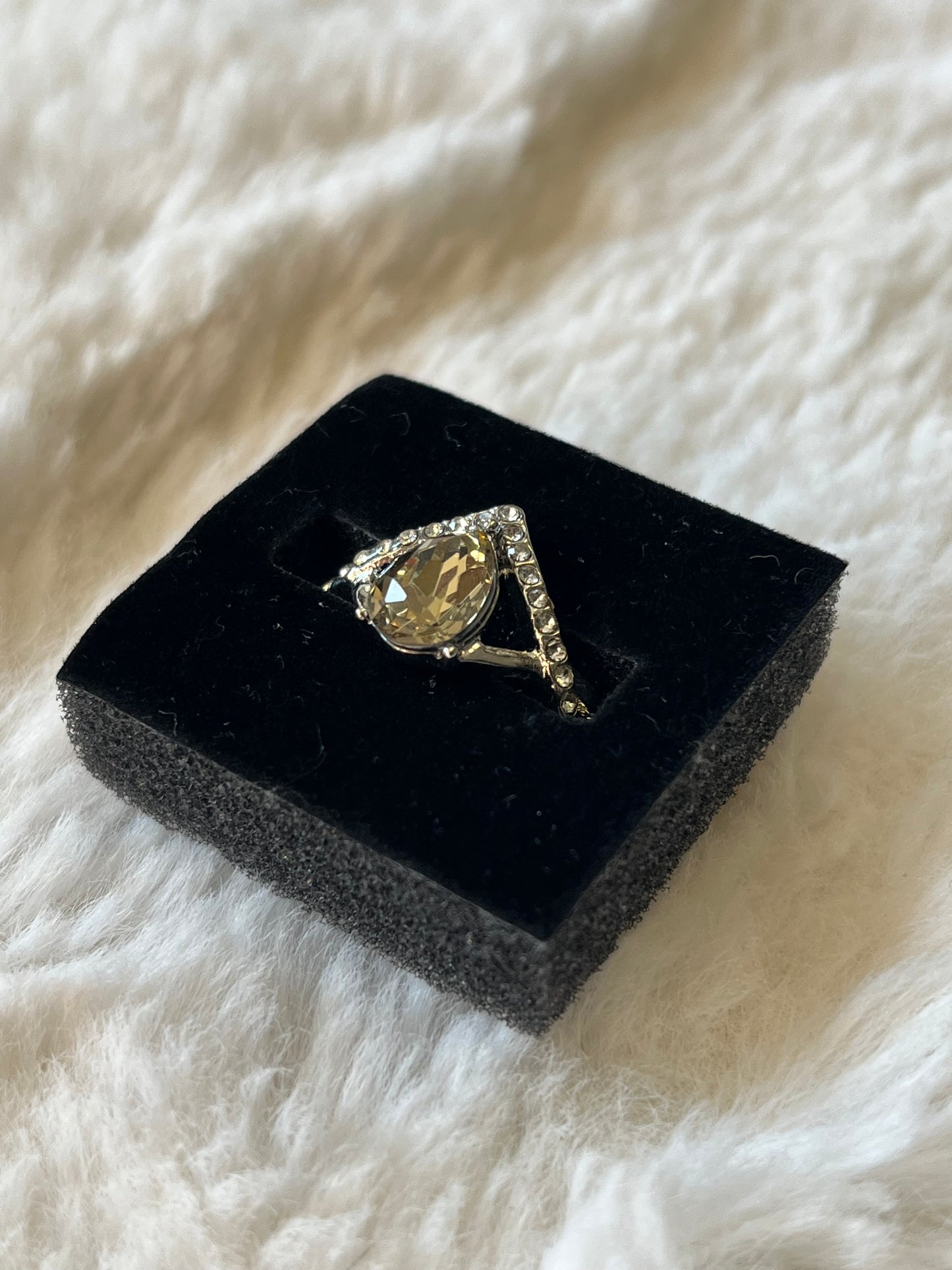 Crystal Teardrop Ring