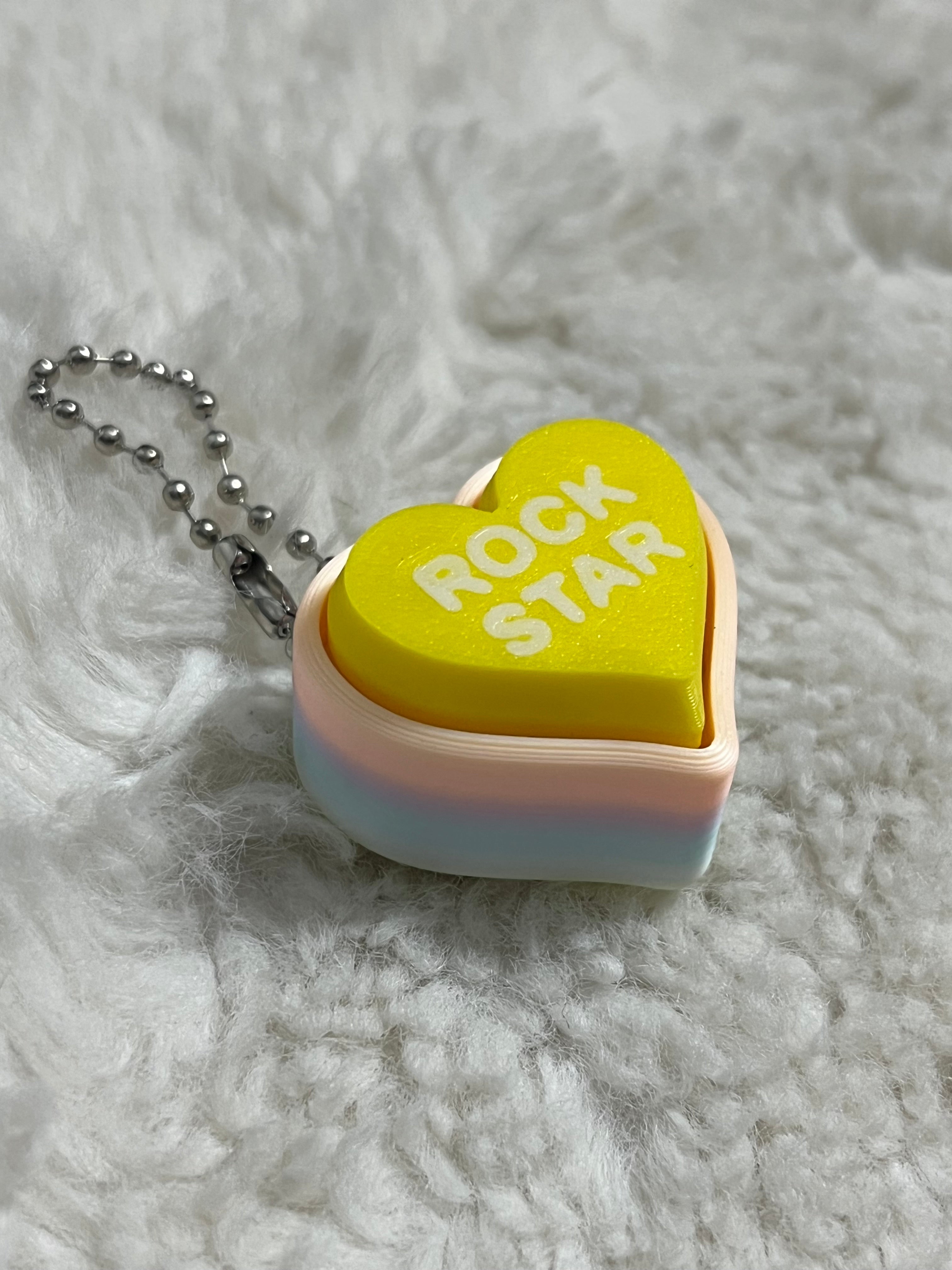 Yellow Conversation Heart Clickable Keychain