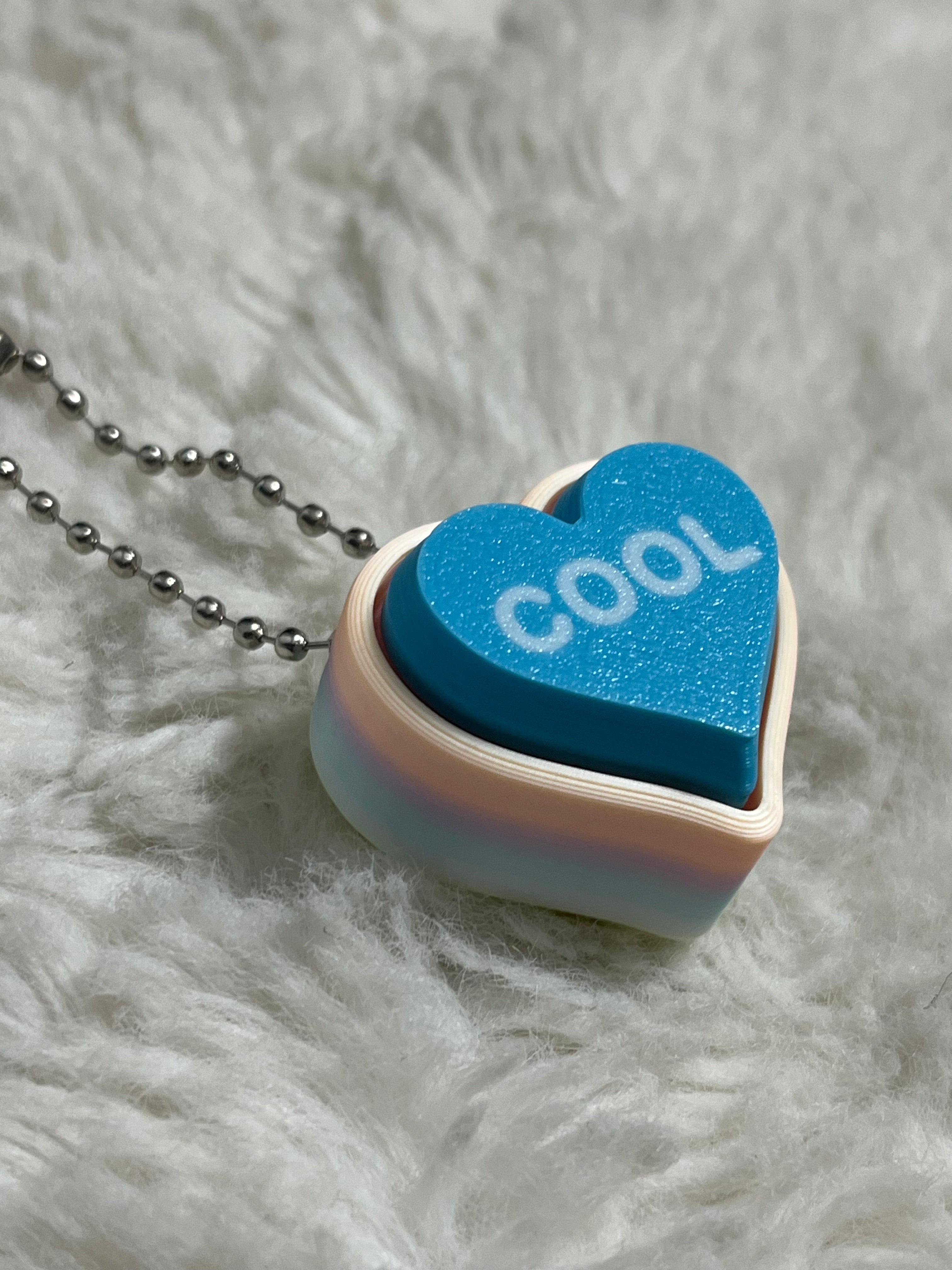 Blue Conversation Heart Clickable Keychain