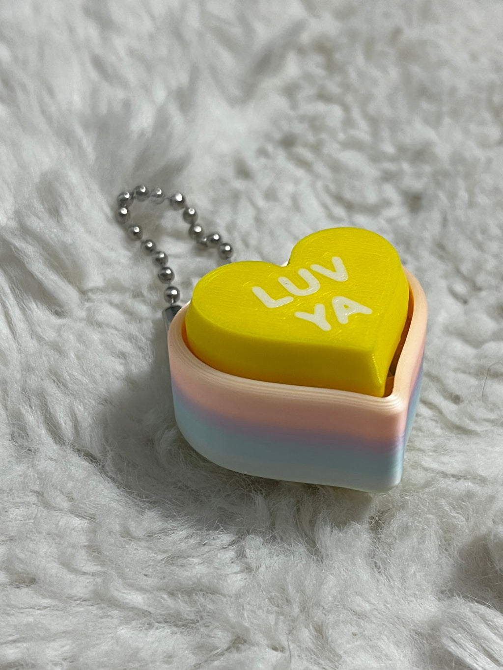 Yellow Conversation Heart Clickable Keychain