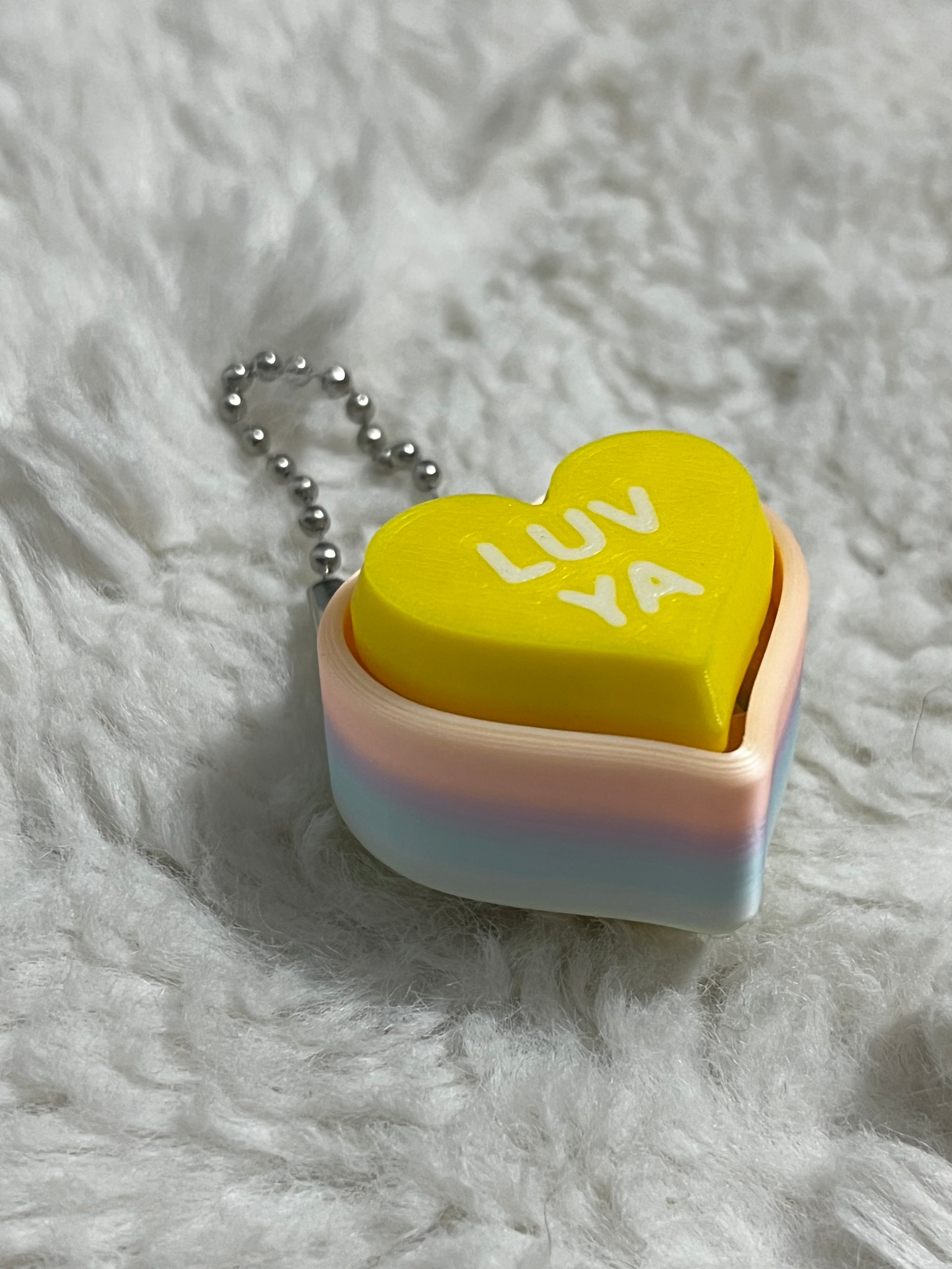 Yellow Conversation Heart Clickable Keychain