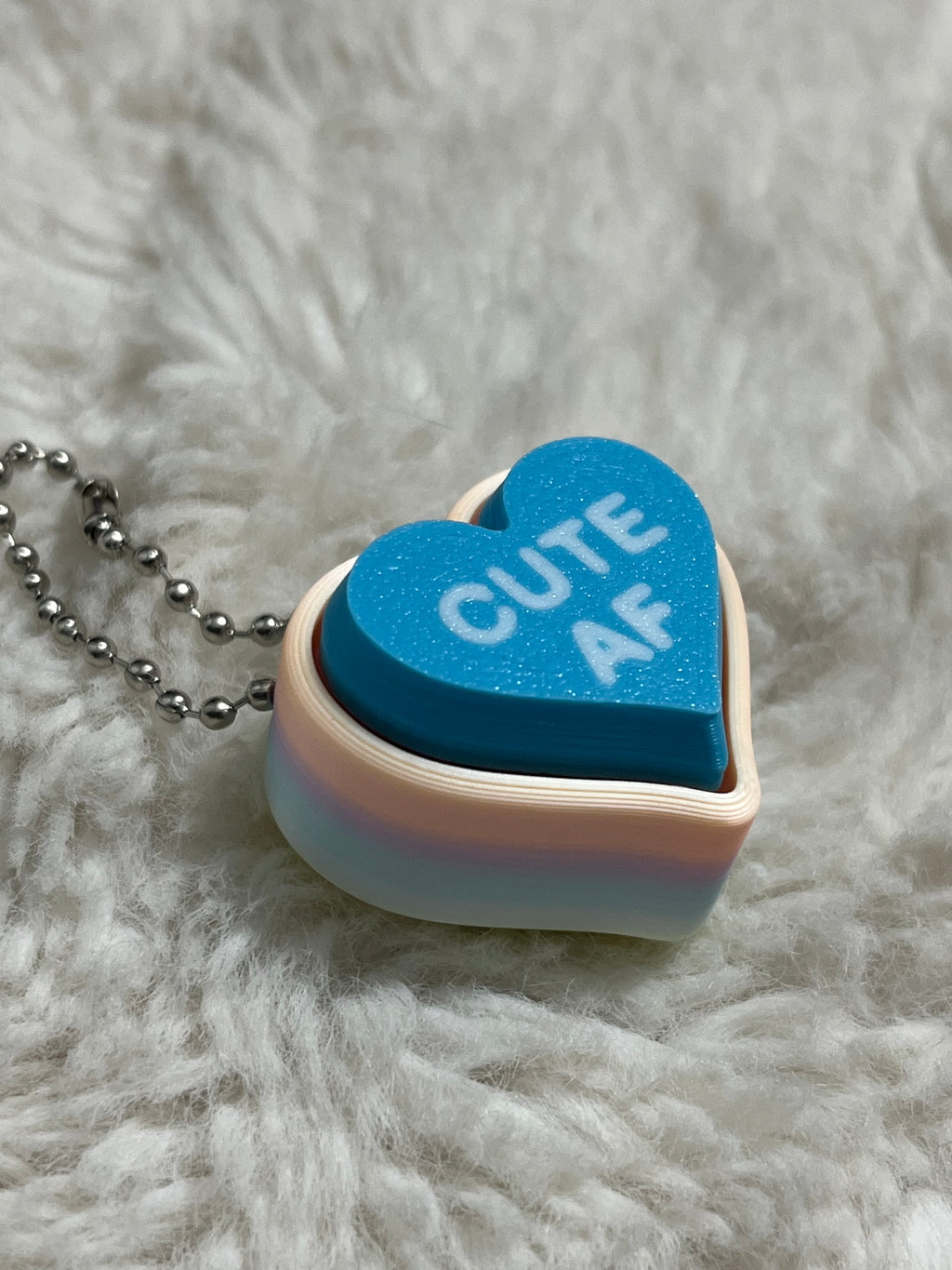 Blue Conversation Heart Clickable Keychain
