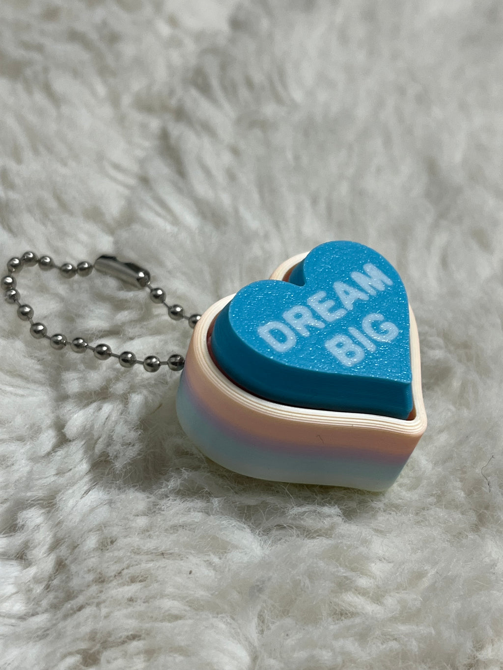Blue Conversation Heart Clickable Keychain
