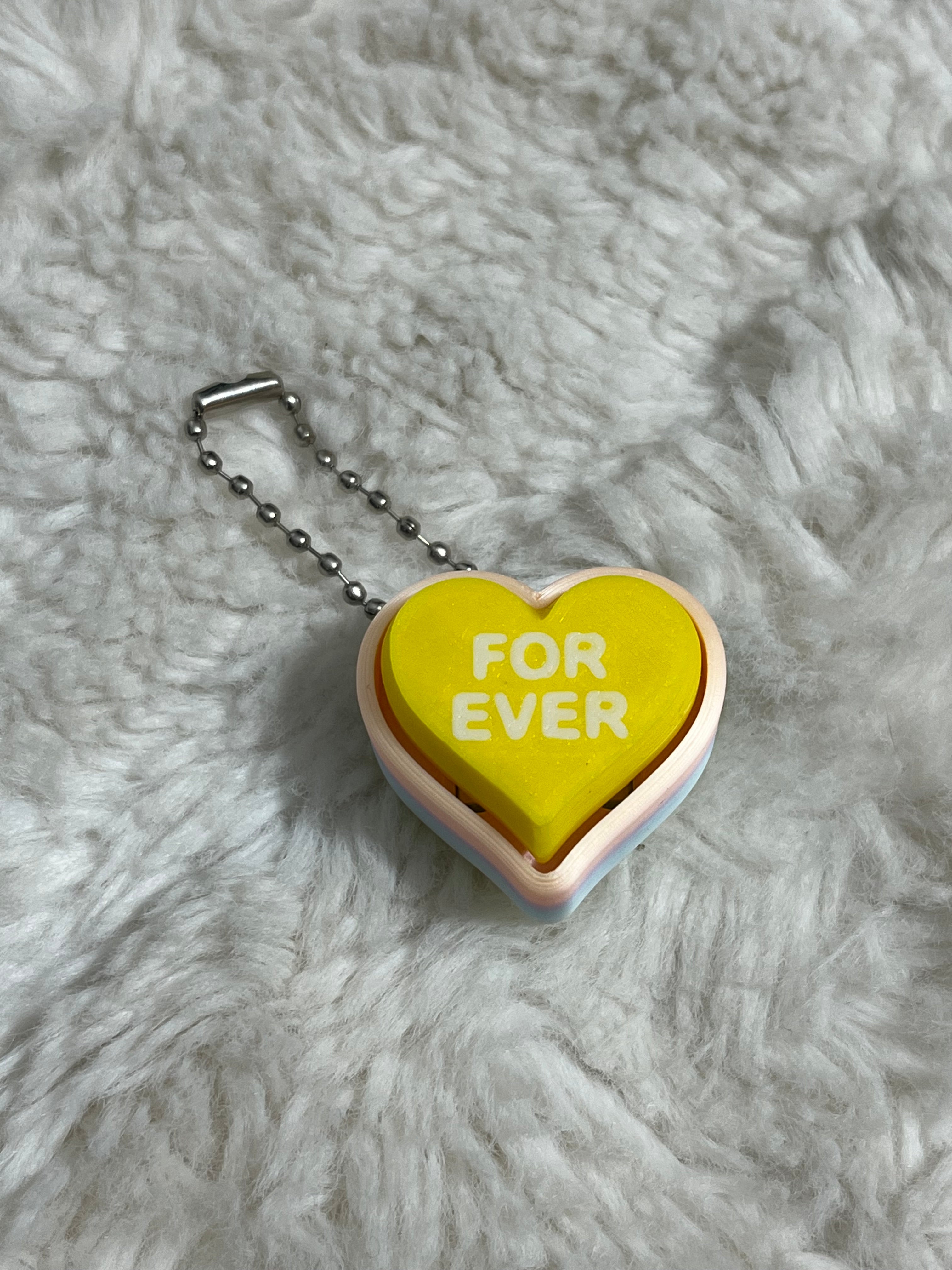 Yellow Conversation Heart Clickable Keychain