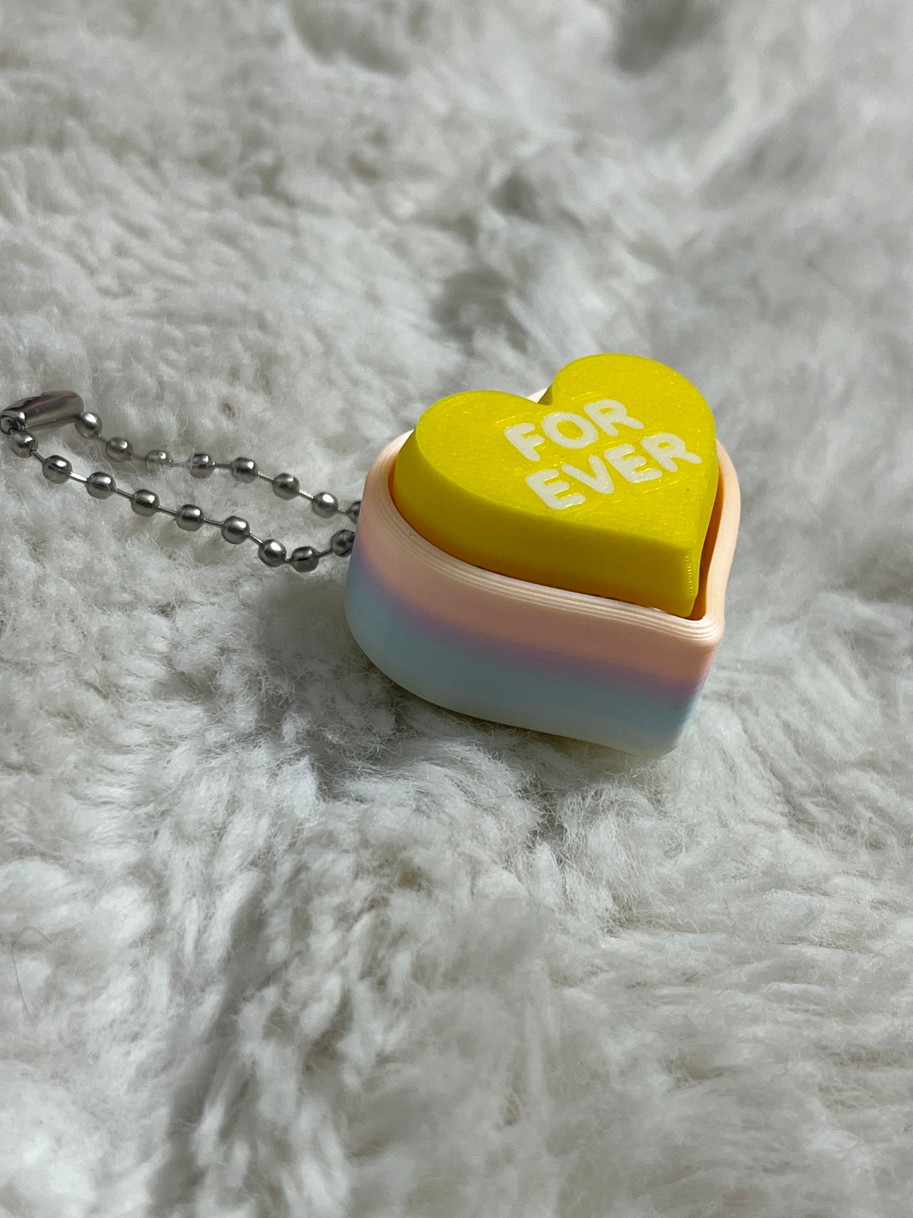 Yellow Conversation Heart Clickable Keychain