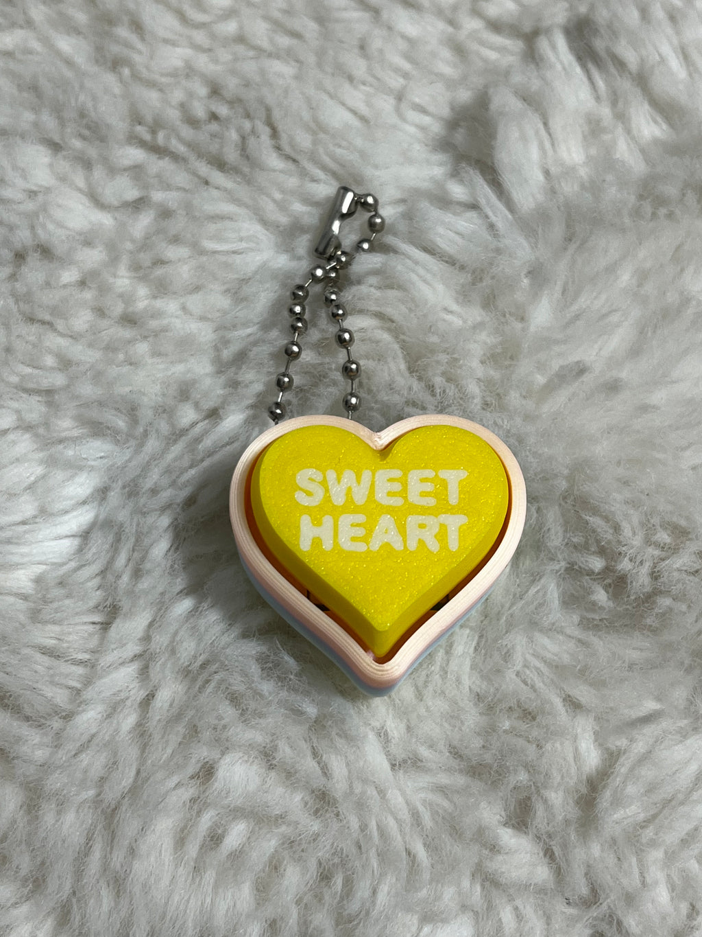 Yellow Conversation Heart Clickable Keychain