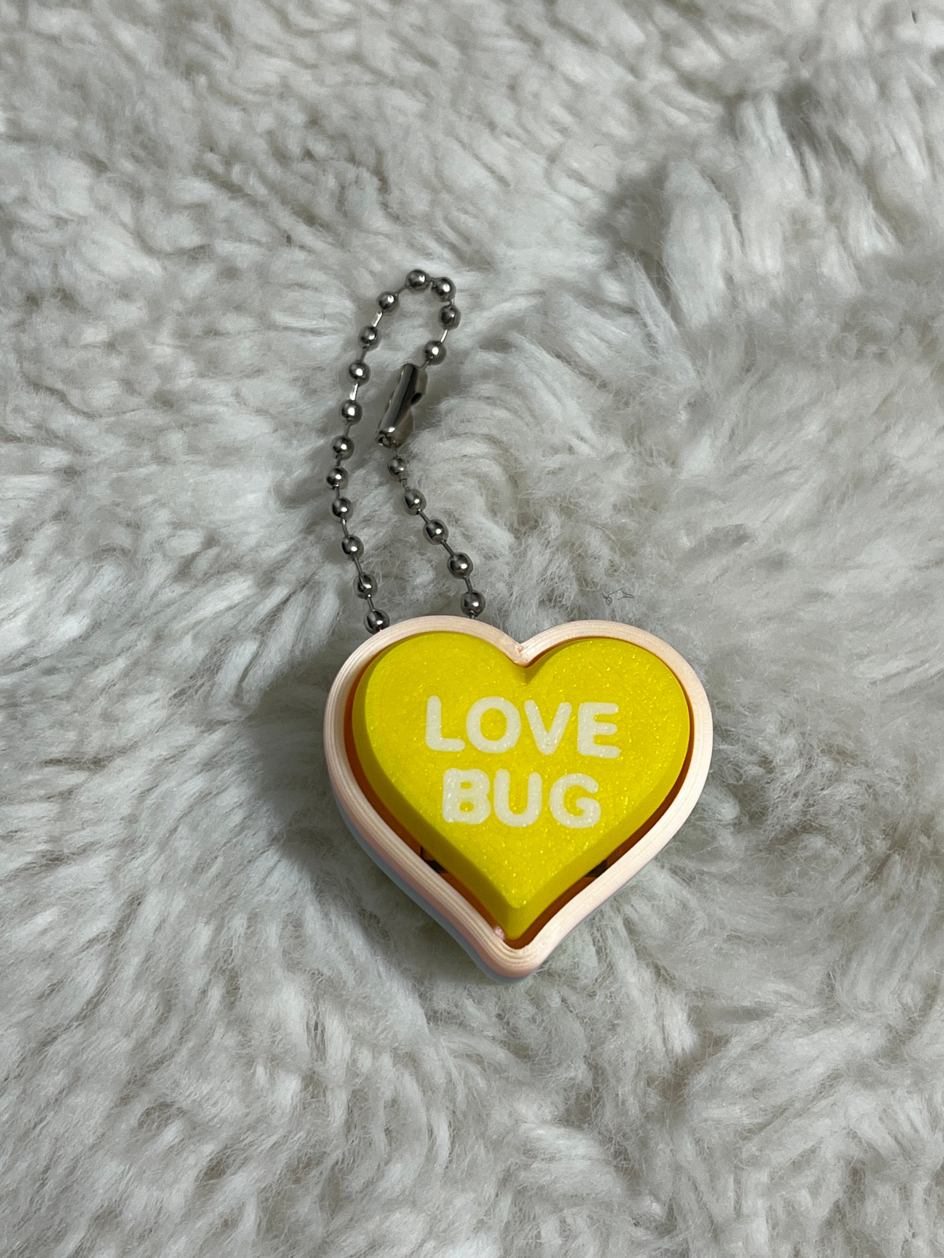 Yellow Conversation Heart Clickable Keychain