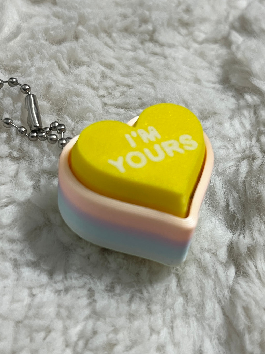 Yellow Conversation Heart Clickable Keychain