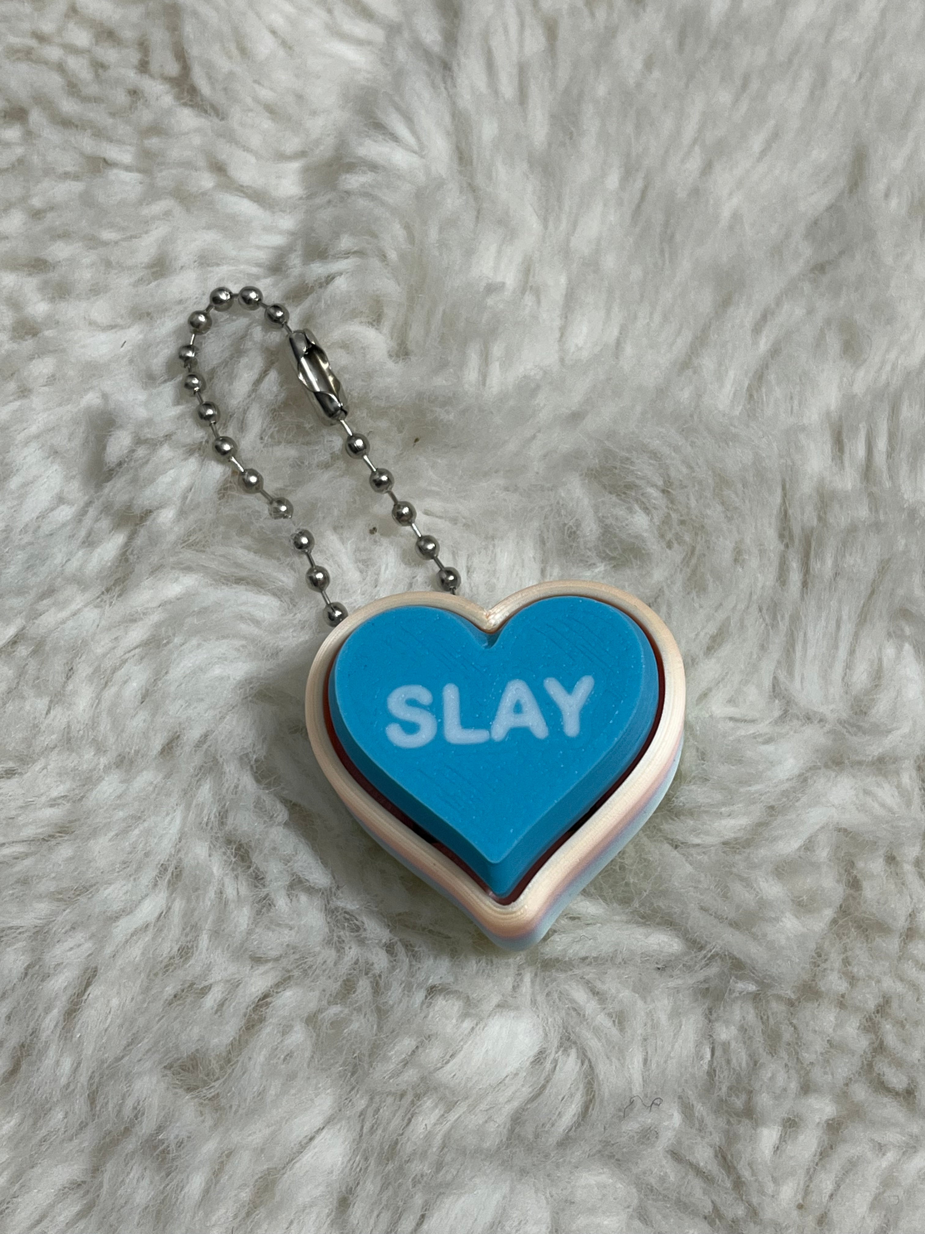 Blue Conversation Heart Clickable Keychain