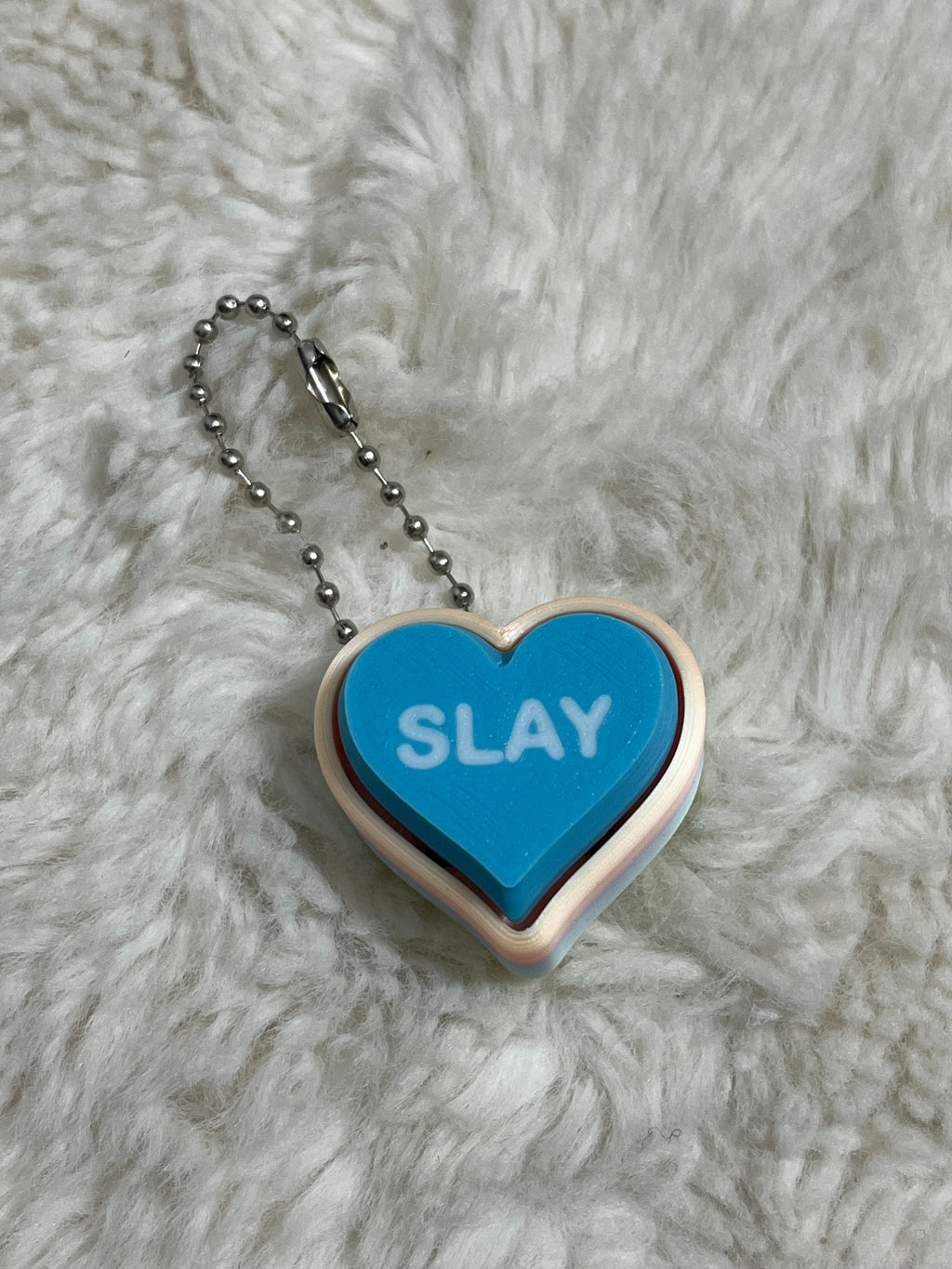 Blue Conversation Heart Clickable Keychain