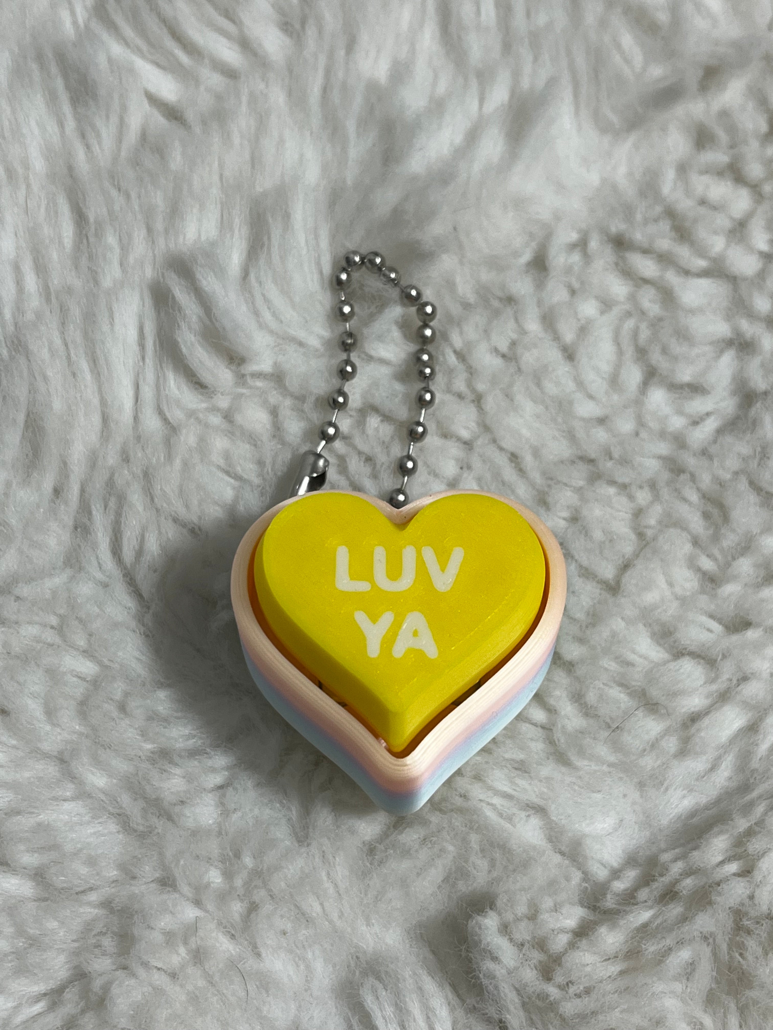 Yellow Conversation Heart Clickable Keychain