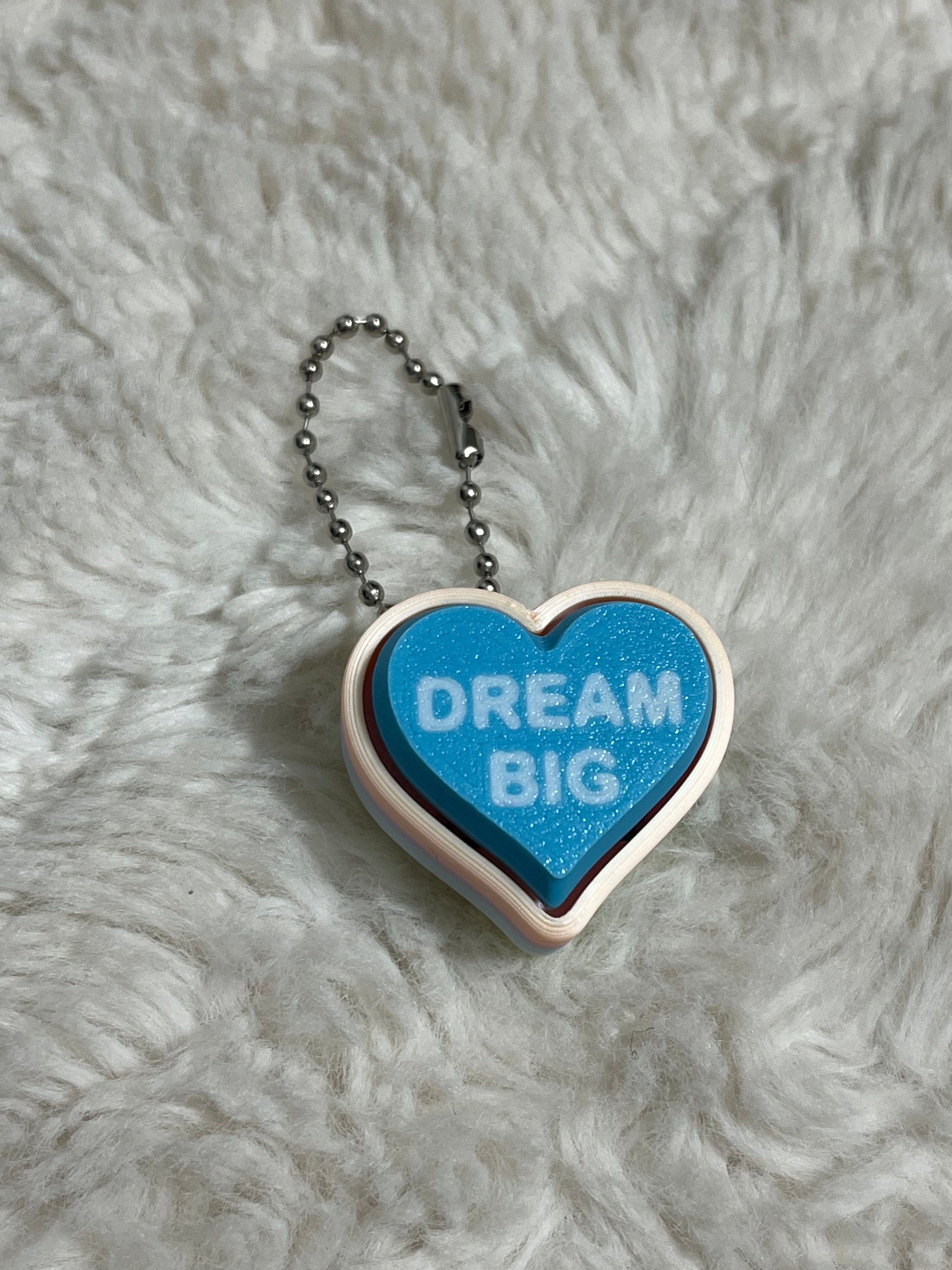 Blue Conversation Heart Clickable Keychain