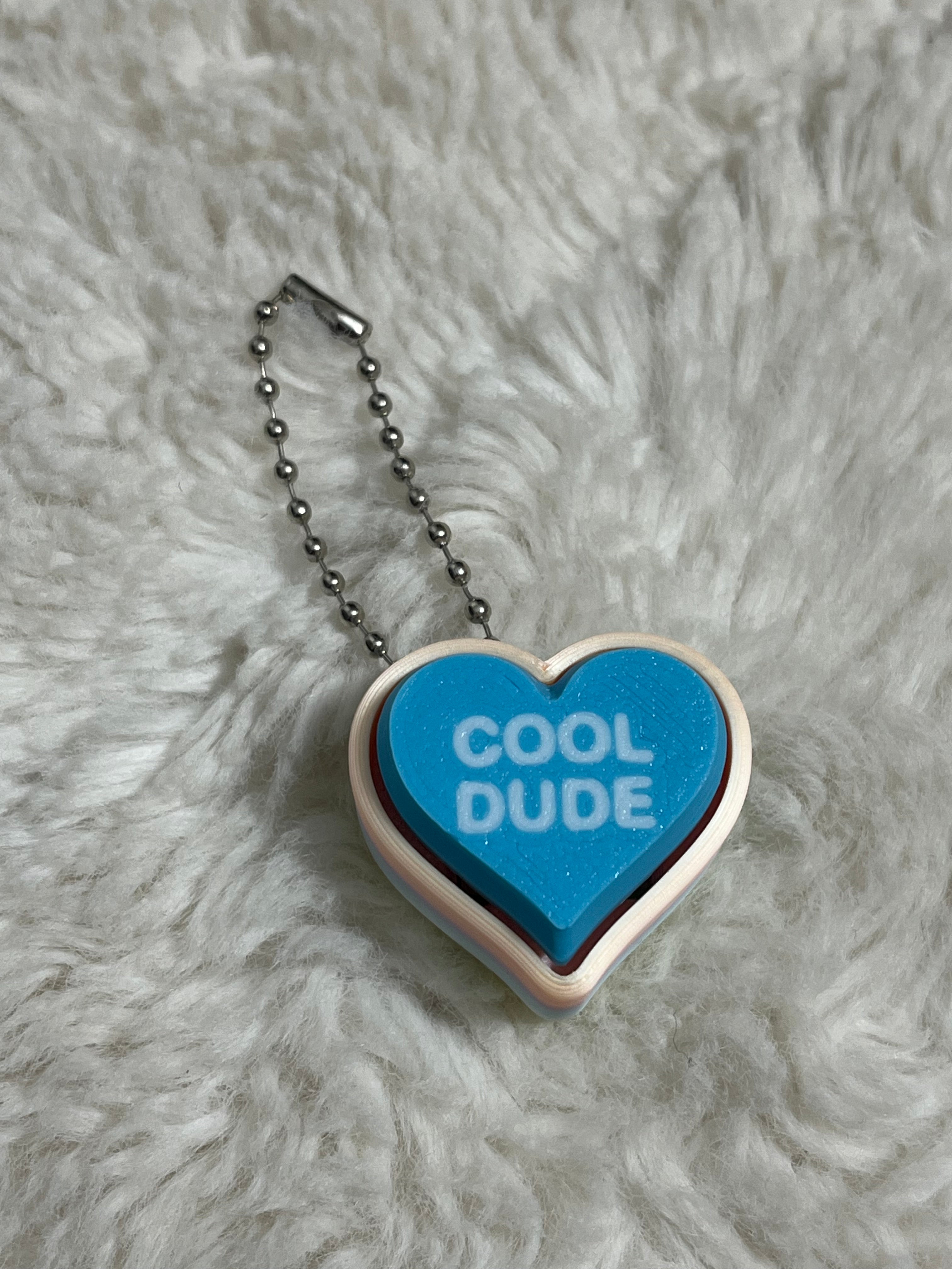 Blue Conversation Heart Clickable Keychain
