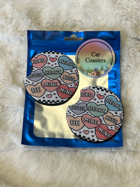 Conversation Heart Car Coaster