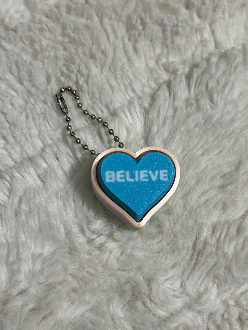Blue Conversation Heart Clickable Keychain