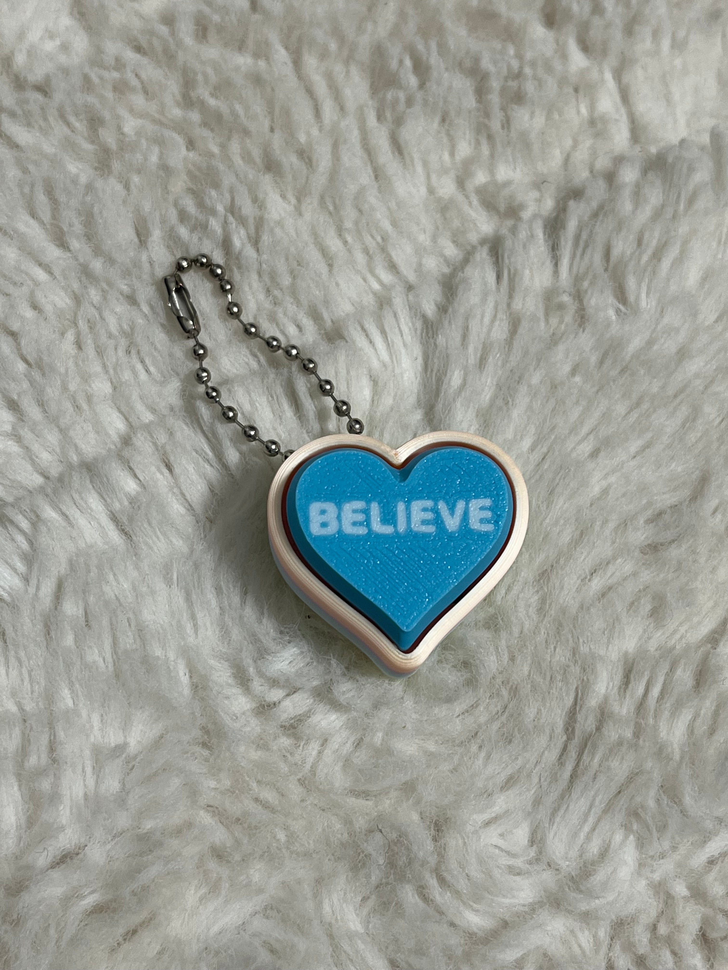 Blue Conversation Heart Clickable Keychain