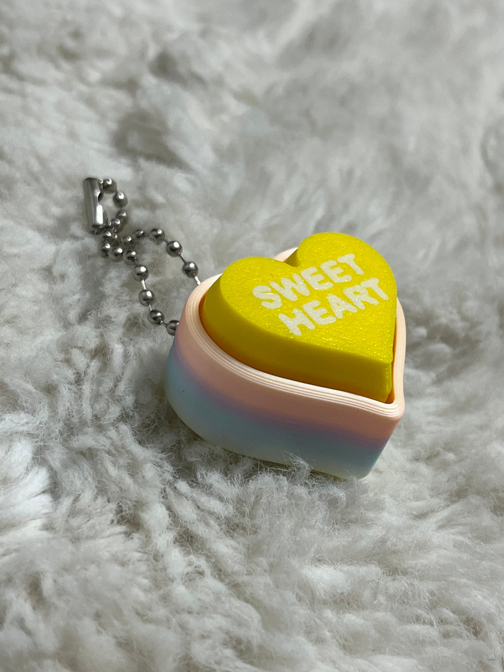 Yellow Conversation Heart Clickable Keychain