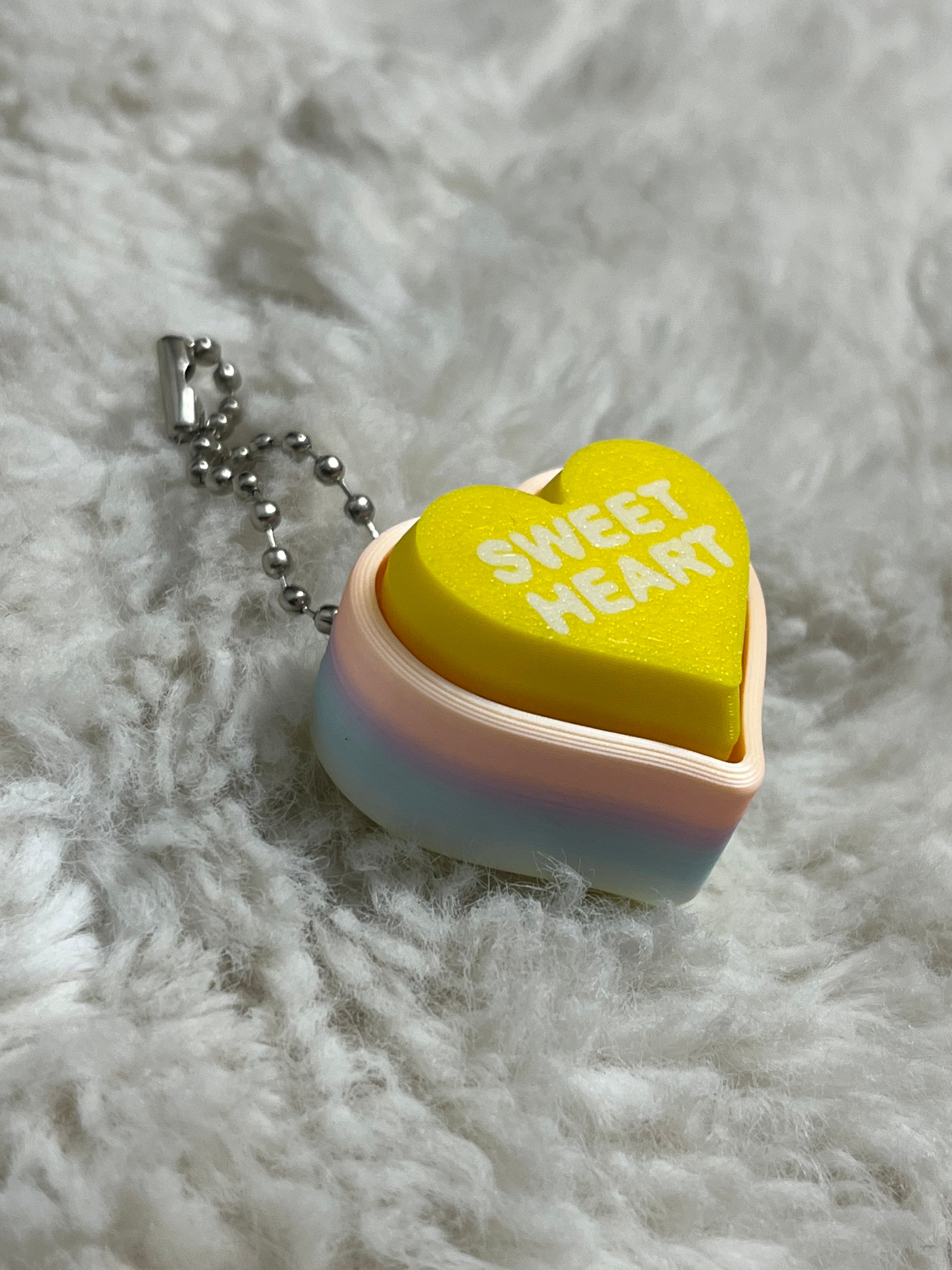 Yellow Conversation Heart Clickable Keychain