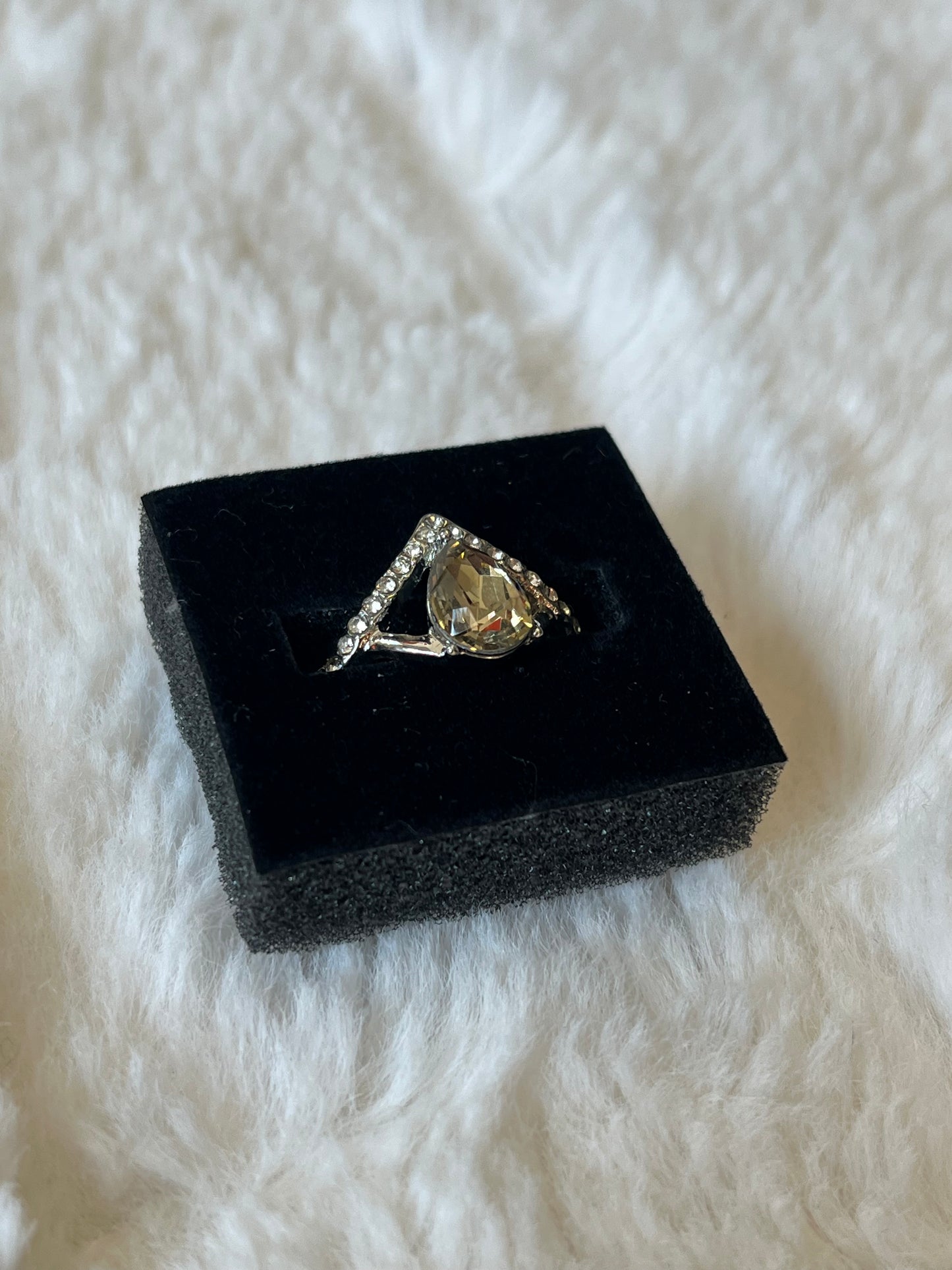 Crystal Teardrop Ring