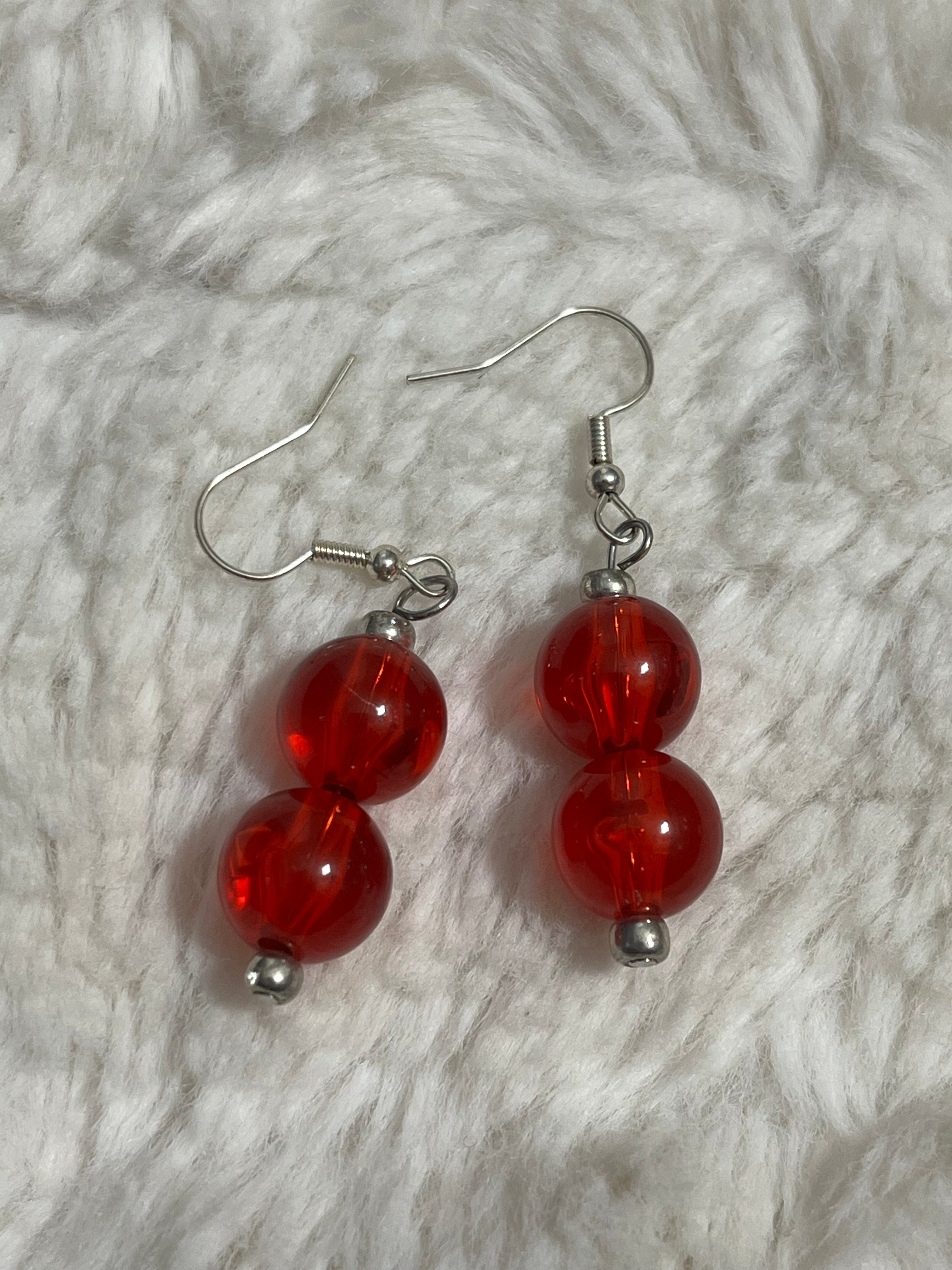 Cherry Glass Double Drop Earrings