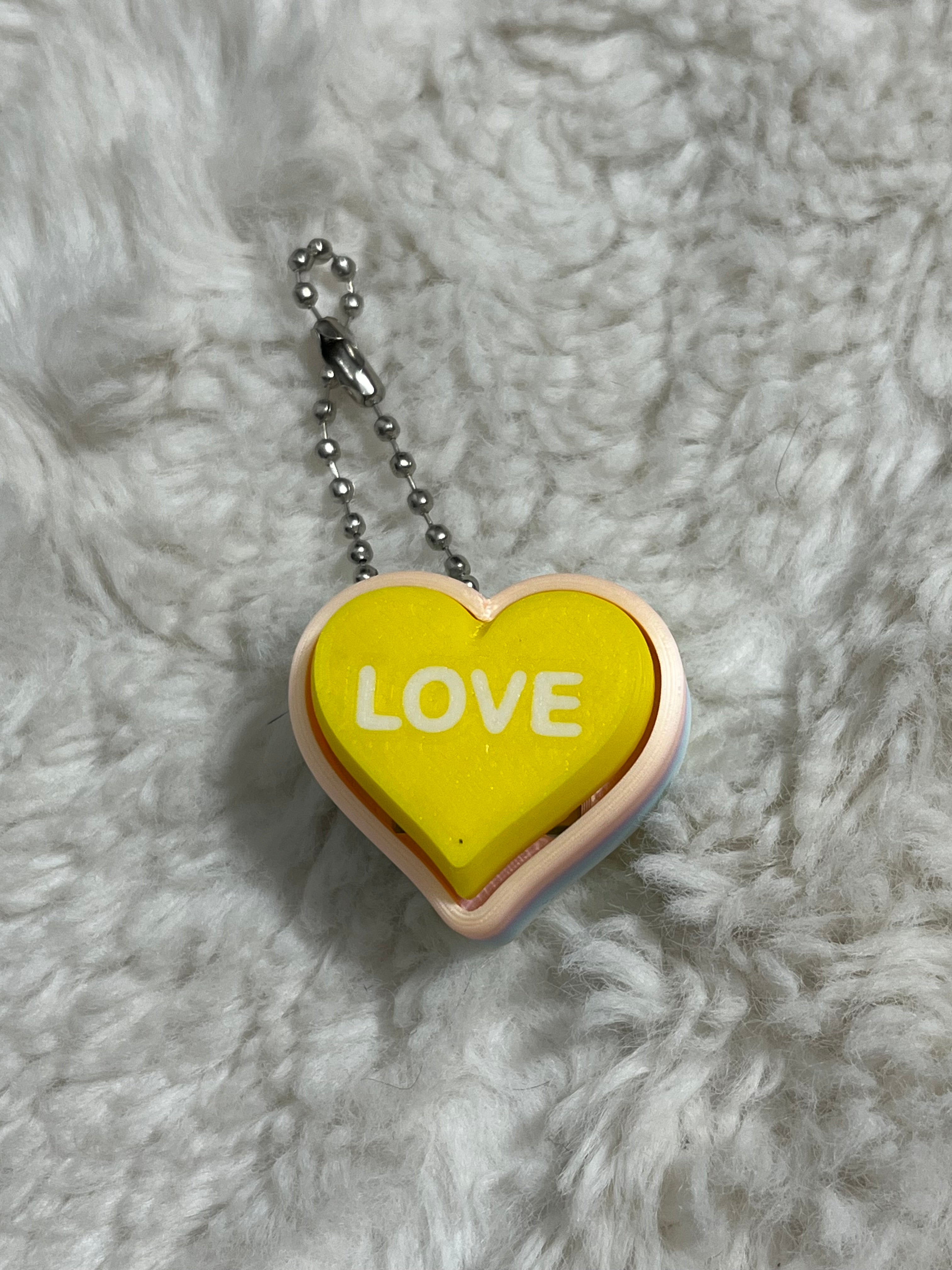 Yellow Conversation Heart Clickable Keychain