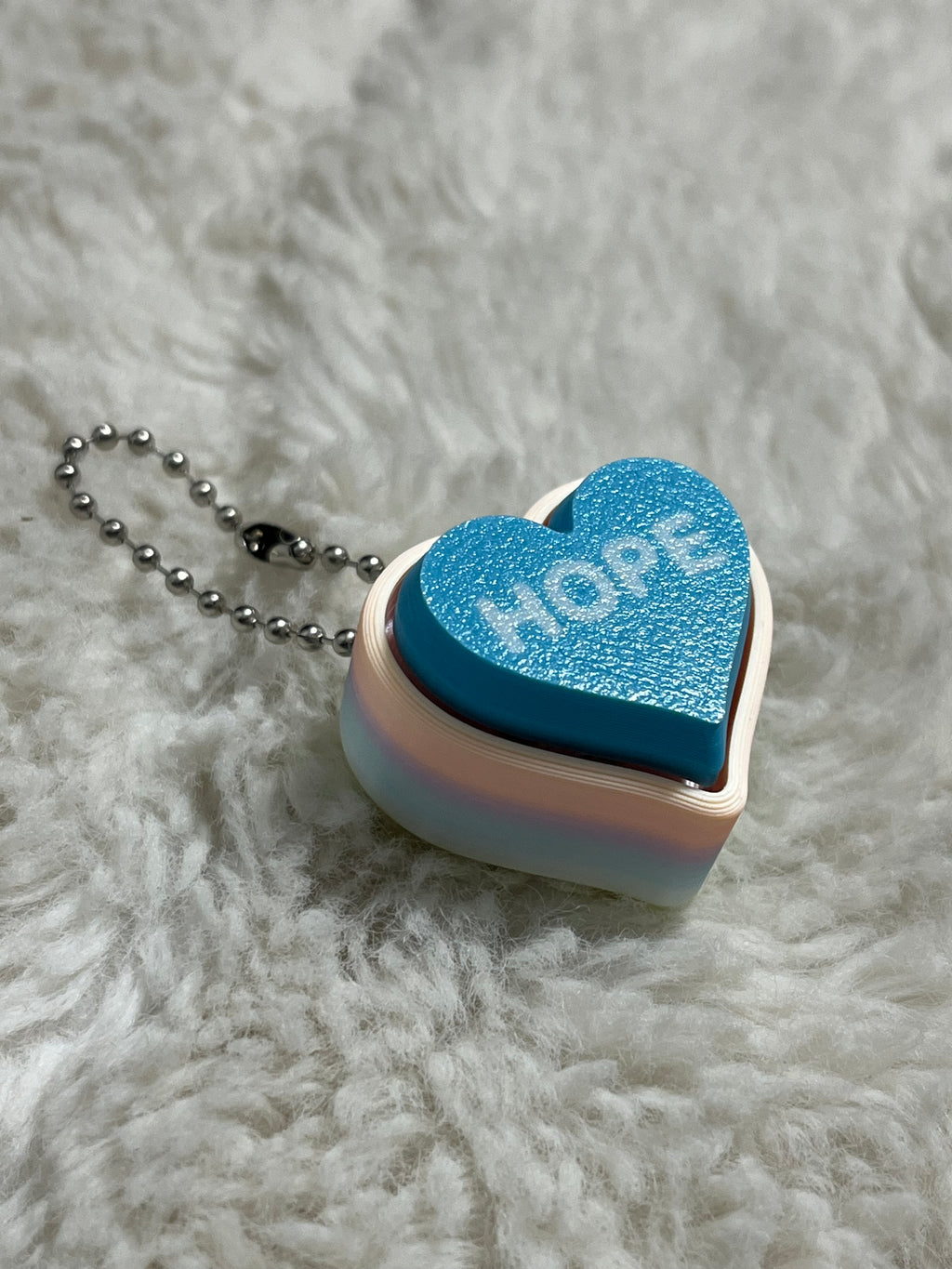 Blue Conversation Heart Clickable Keychain