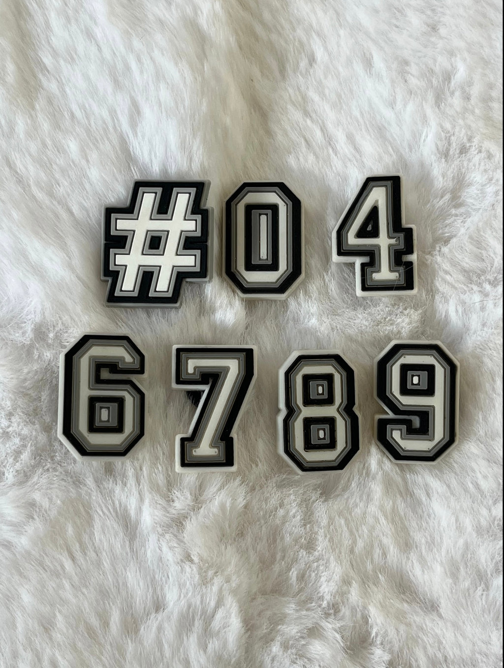 Black and White Number Shoe Charms