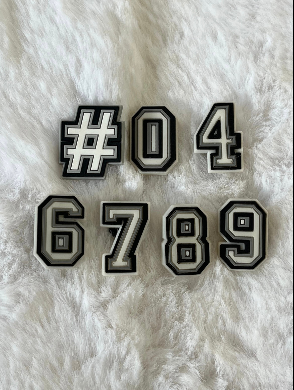 Black and White Number Shoe Charms