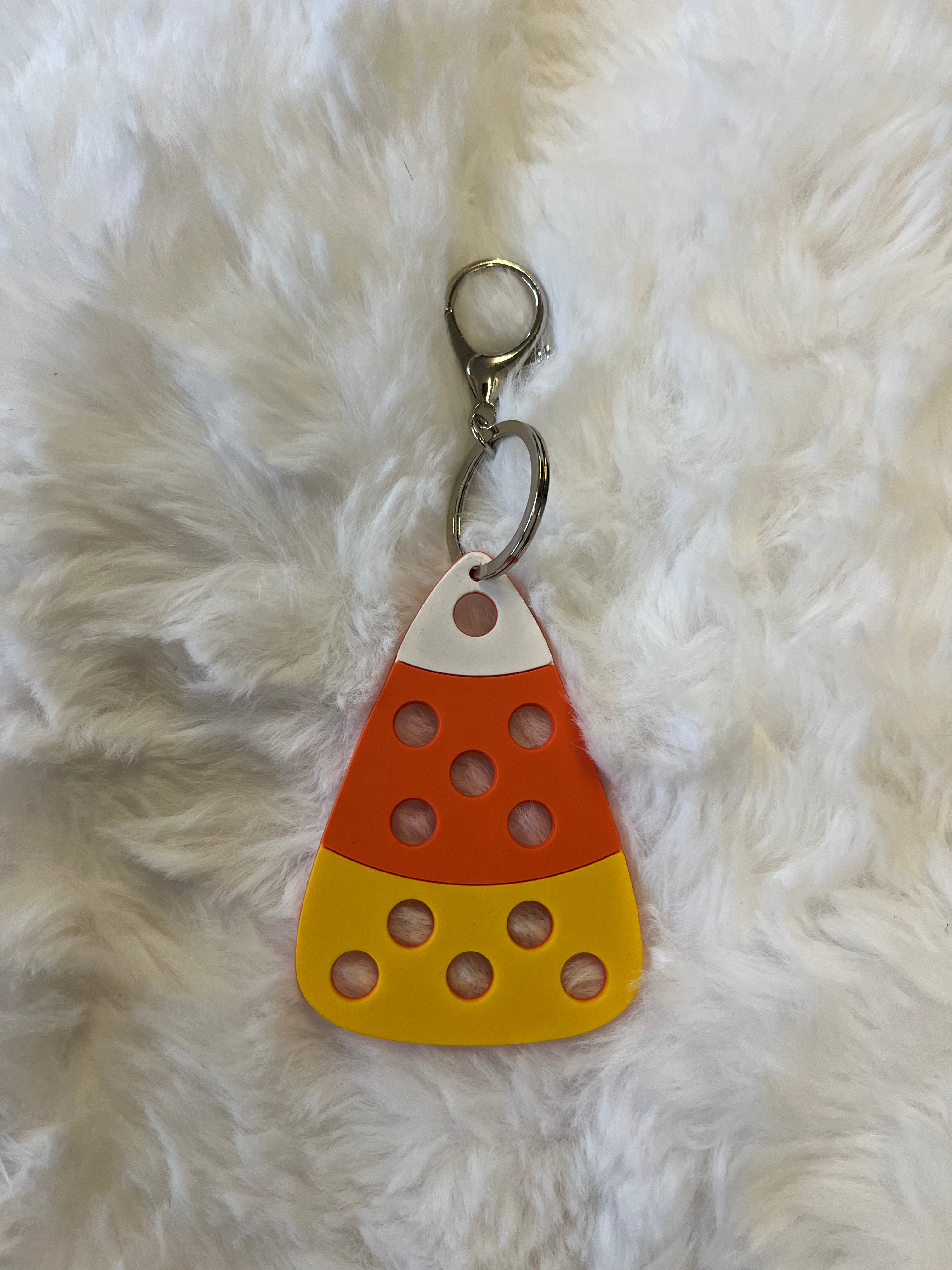 Candy Corn Croc Charm Keychain