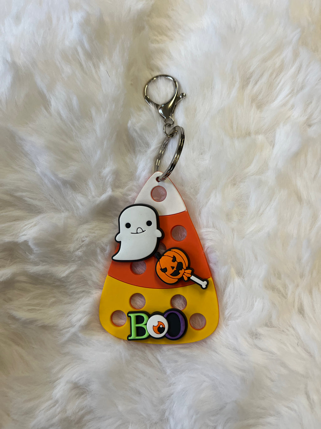 Candy Corn Croc Charm Keychain